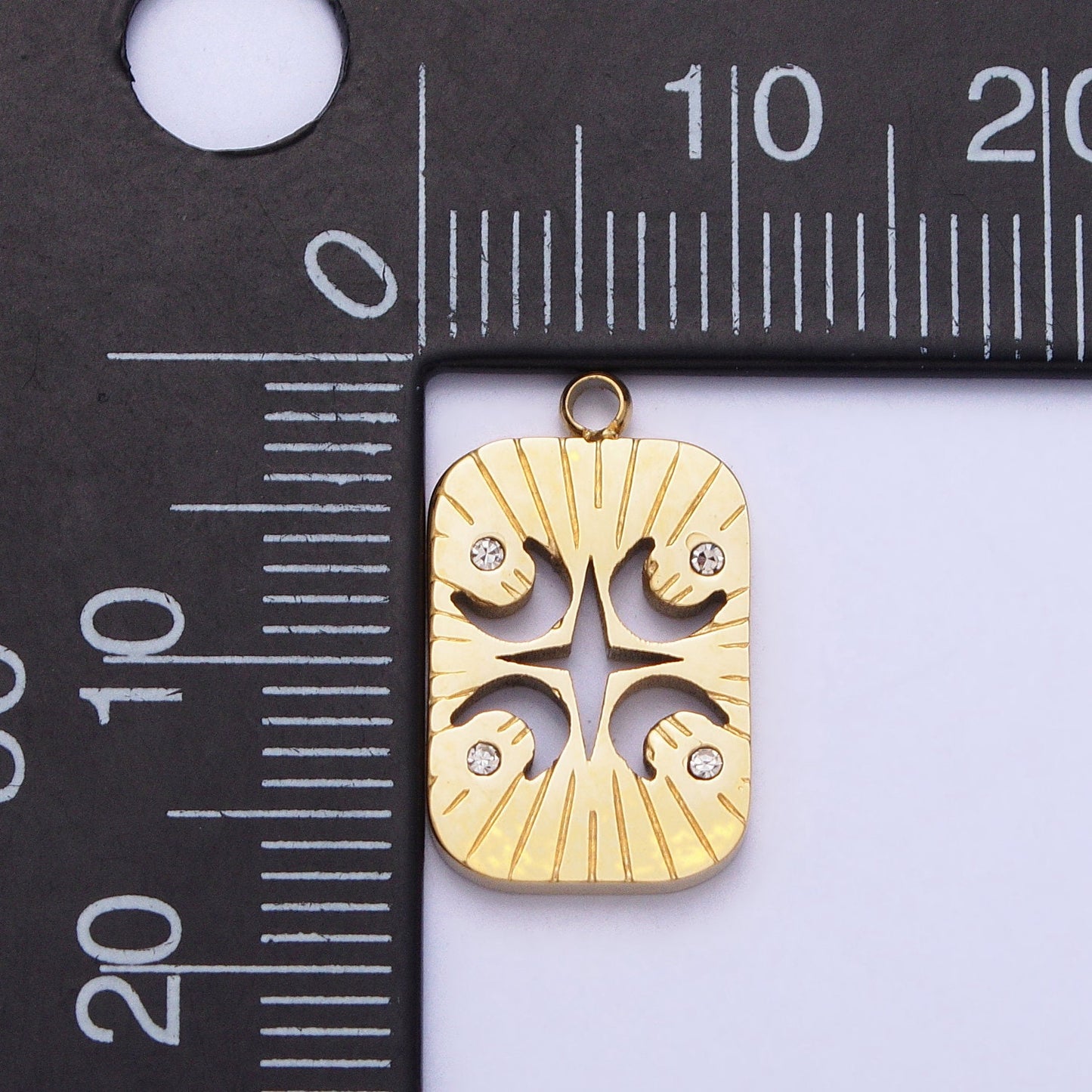 Dainty CZ Stainless Steel Crescent Moon Star Charm in Gold & Silver Tag Celestial Pendant Lead Nickel Free Tarnish Free | P887