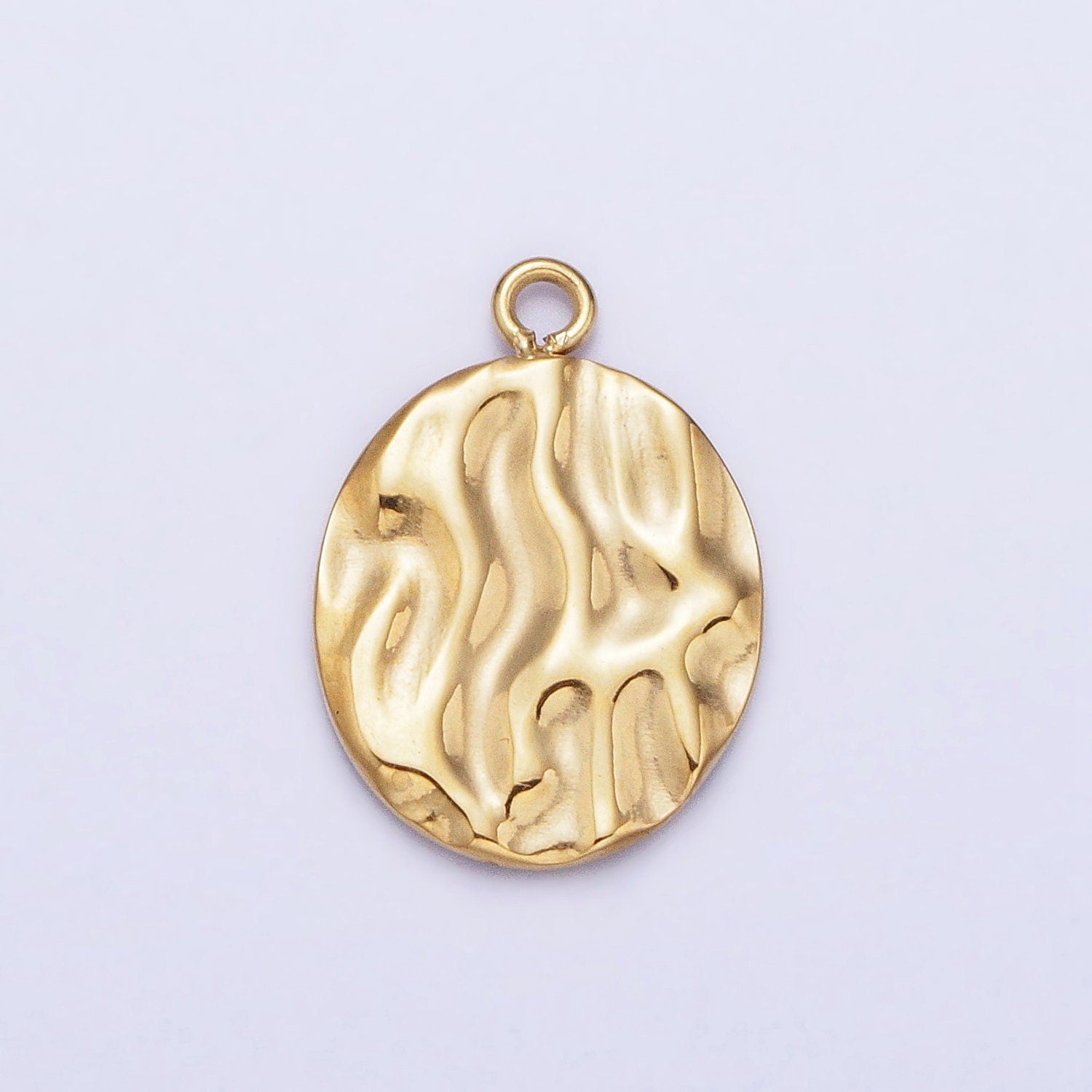 Dainty Rustic Stainless Steel Round Charm in Gold & Silver Circle Medallion Pendant Lead Nickel Free Tarnish Free | P-890
