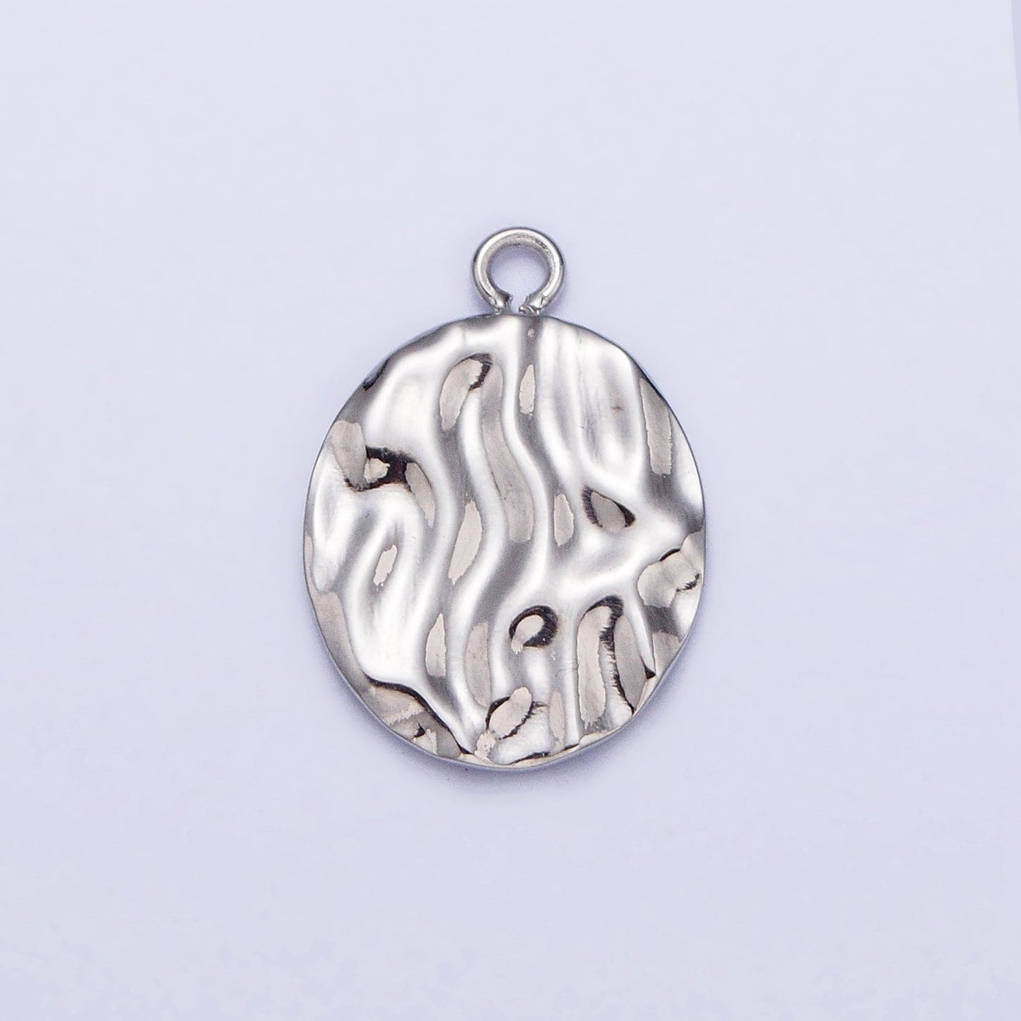 Dainty Rustic Stainless Steel Round Charm in Gold & Silver Circle Medallion Pendant Lead Nickel Free Tarnish Free | P-890