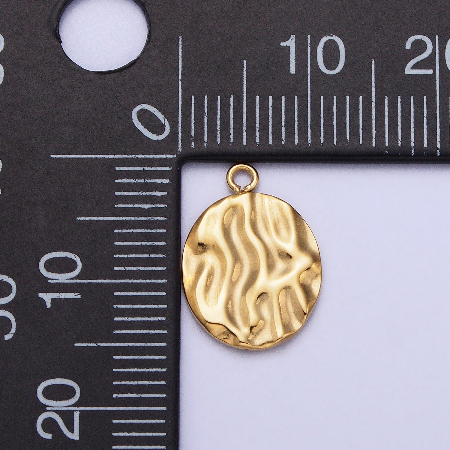Dainty Rustic Stainless Steel Round Charm in Gold & Silver Circle Medallion Pendant Lead Nickel Free Tarnish Free | P-890