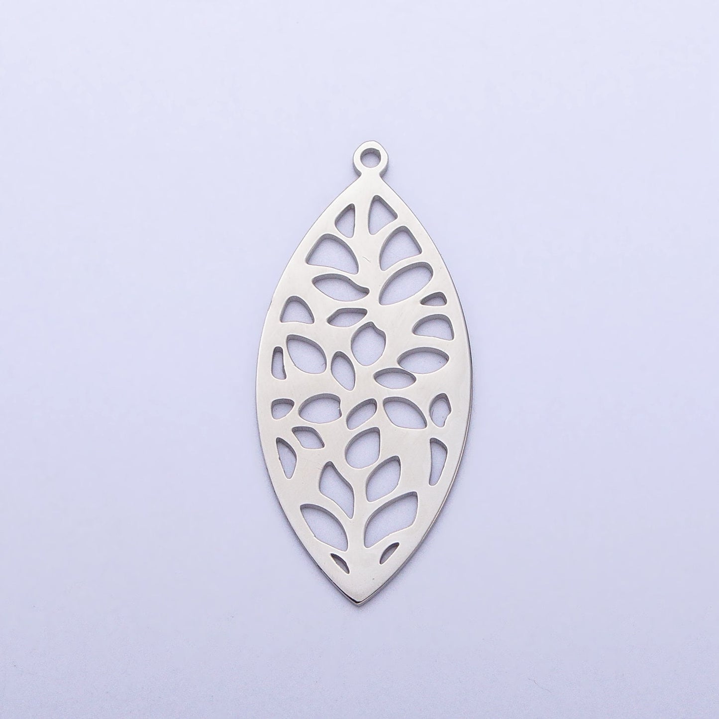 Dainty Stainless Steel Leaf Charm in Gold & Silver Laser Cut Tropical Flower Pendant Lead Nickel Free Tarnish Free | P-899