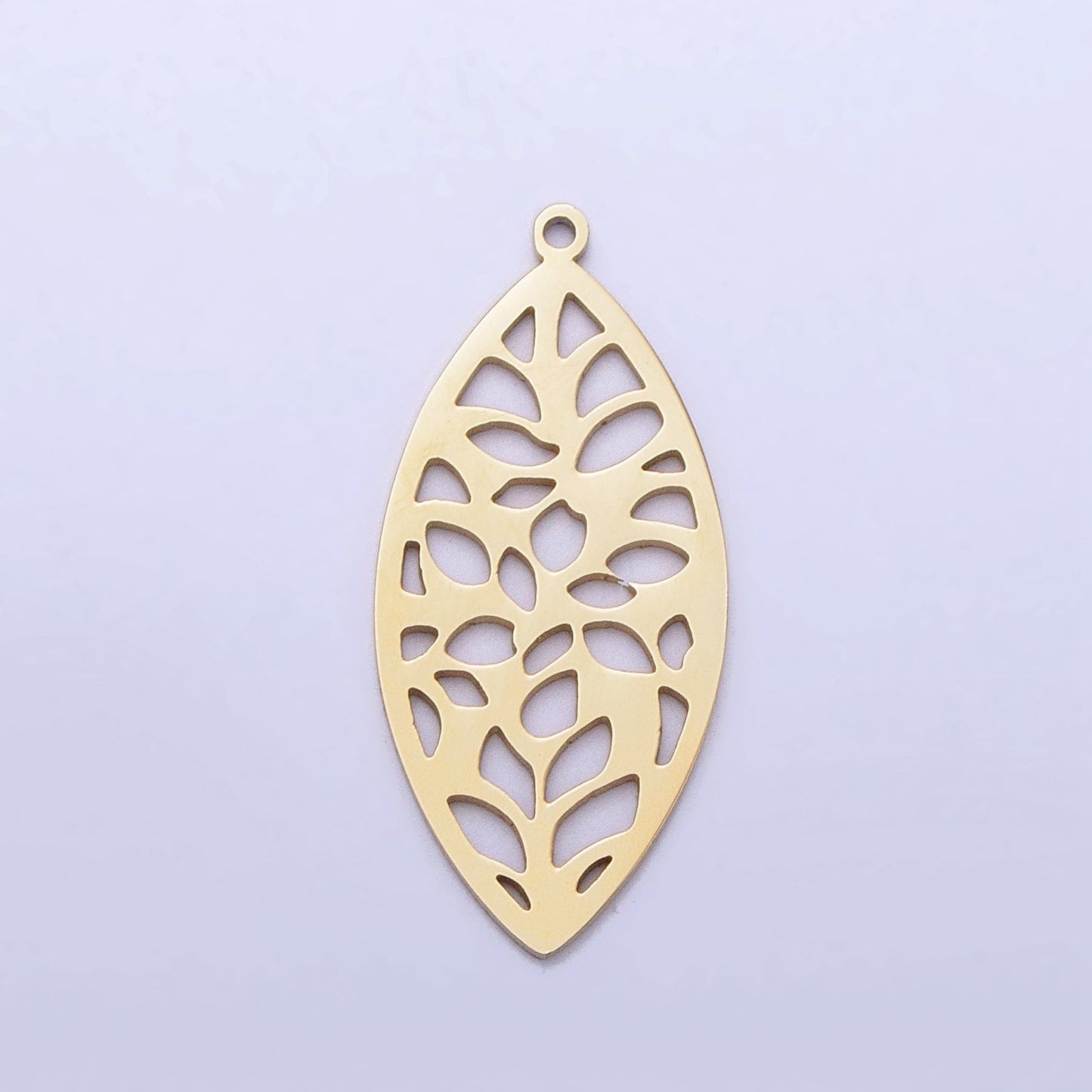 Dainty Stainless Steel Leaf Charm in Gold & Silver Laser Cut Tropical Flower Pendant Lead Nickel Free Tarnish Free | P-899