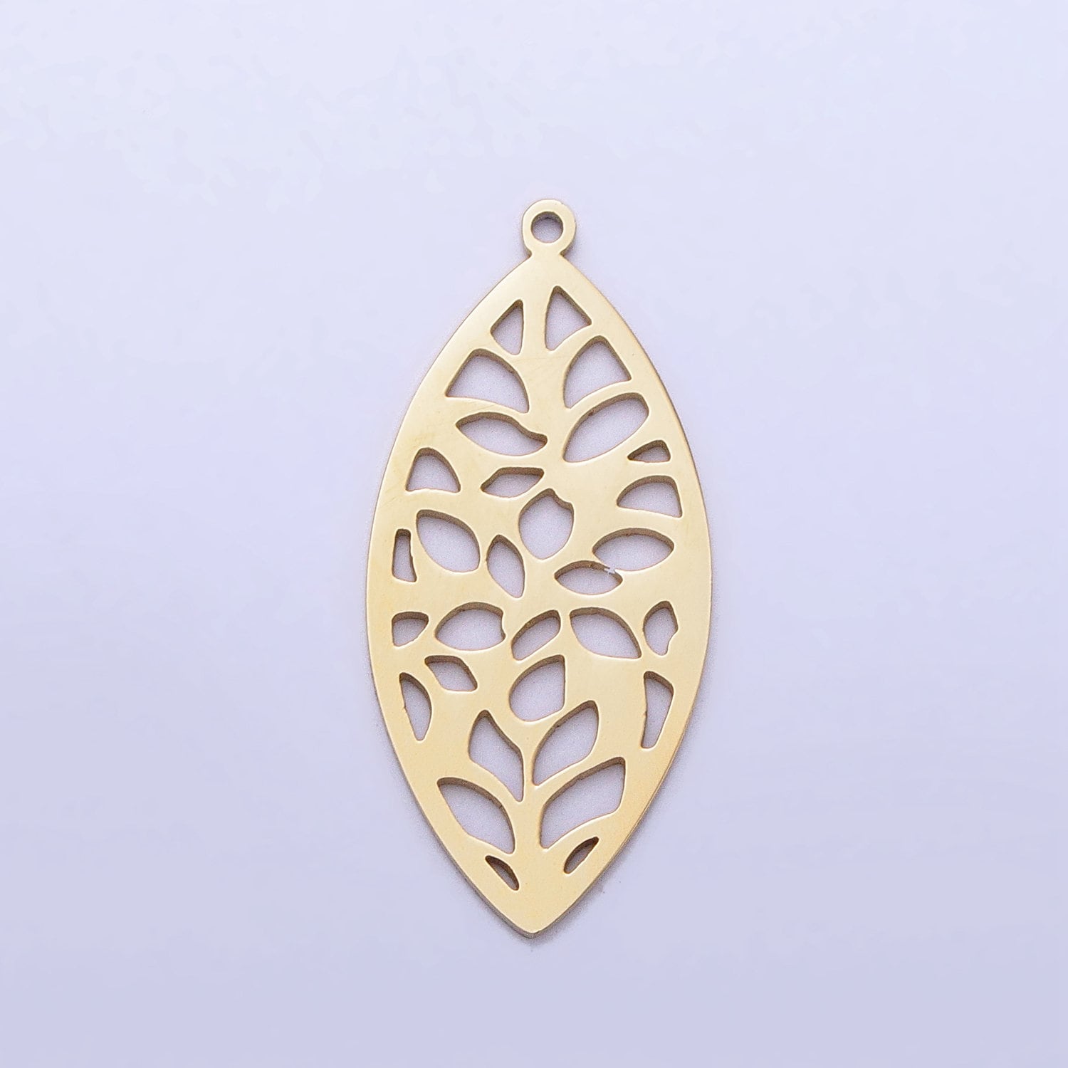 Dainty Stainless Steel Leaf Charm in Gold & Silver Laser Cut Tropical Flower Pendant Lead Nickel Free Tarnish Free | P-899