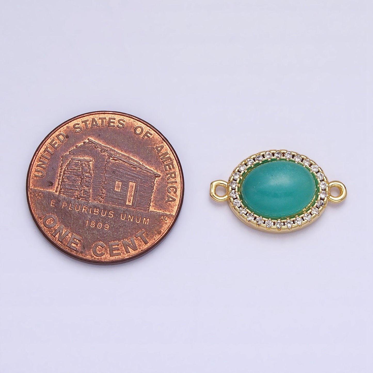 Teal Gemstone Oval Connector, Turquoise Beads 24k Gold Filled Charm Connector Stone Link Connector for Bracelet Necklace Supply Y-800