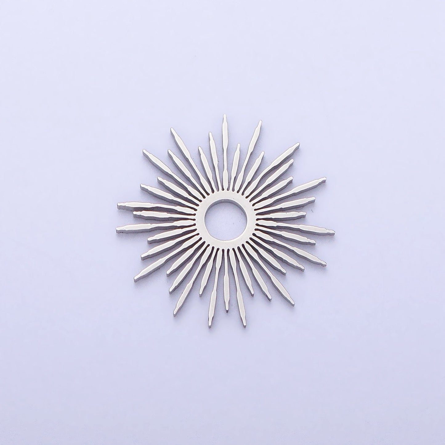 Dainty Stainless Steel Sunburst Charm in Gold Silver Medallion Sun Circle Pendant for Necklace Earring Lead Nickel Free Tarnish Free P-896