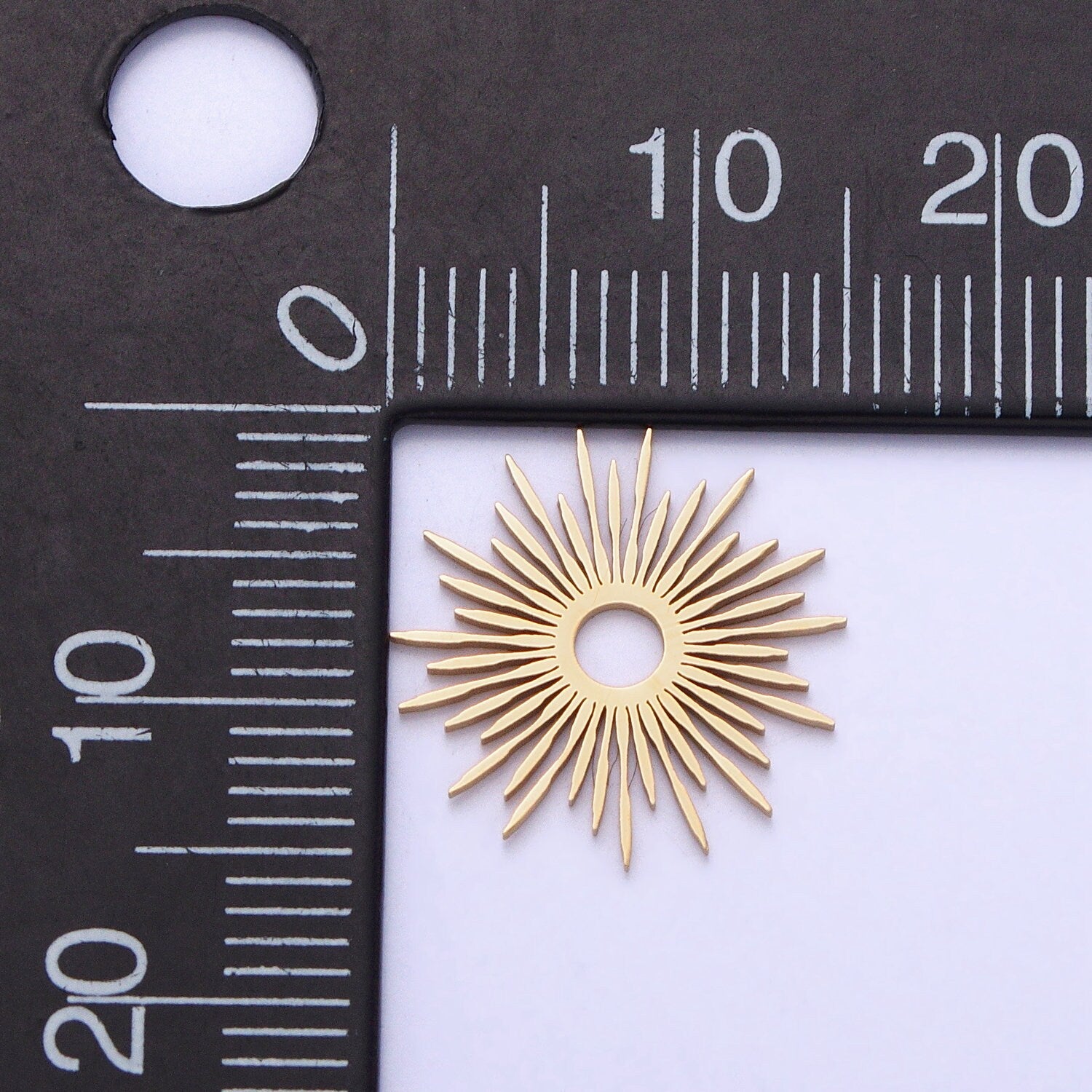 Dainty Stainless Steel Sunburst Charm in Gold Silver Medallion Sun Circle Pendant for Necklace Earring Lead Nickel Free Tarnish Free P-896
