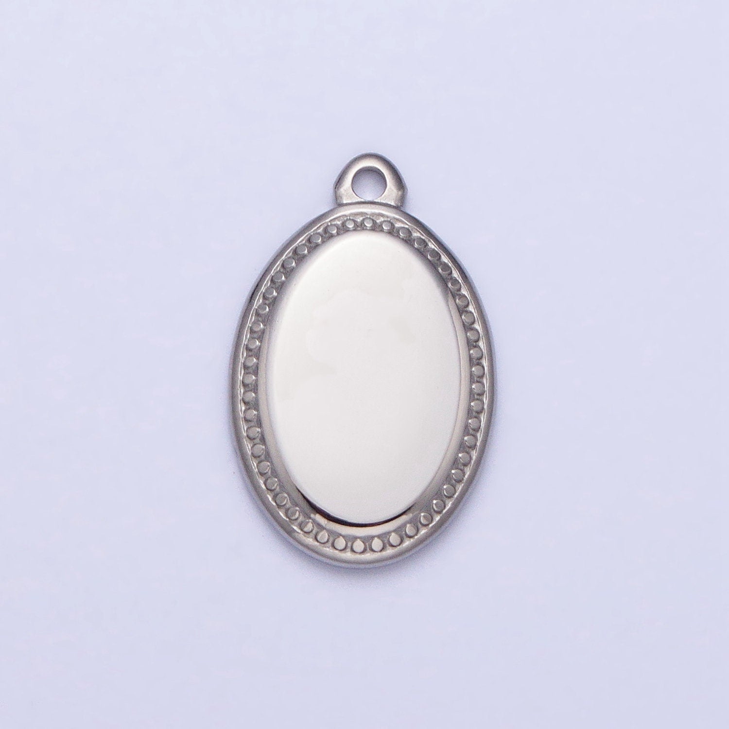 Mini Stainless Steel Oval Charm in Gold & Silver Geometric Pendant Lead Nickel Free Tarnish Free | P-906