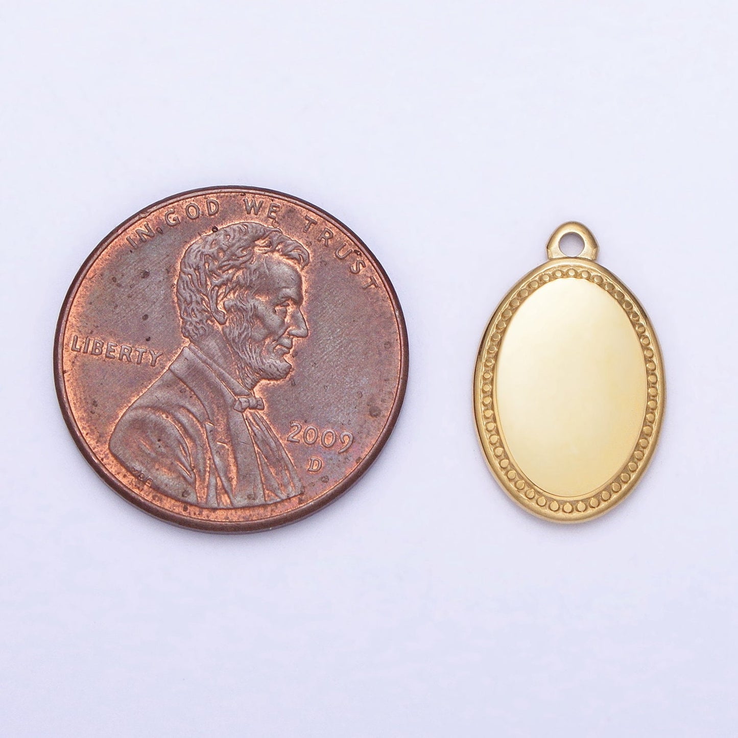 Mini Stainless Steel Oval Charm in Gold & Silver Geometric Pendant Lead Nickel Free Tarnish Free | P-906