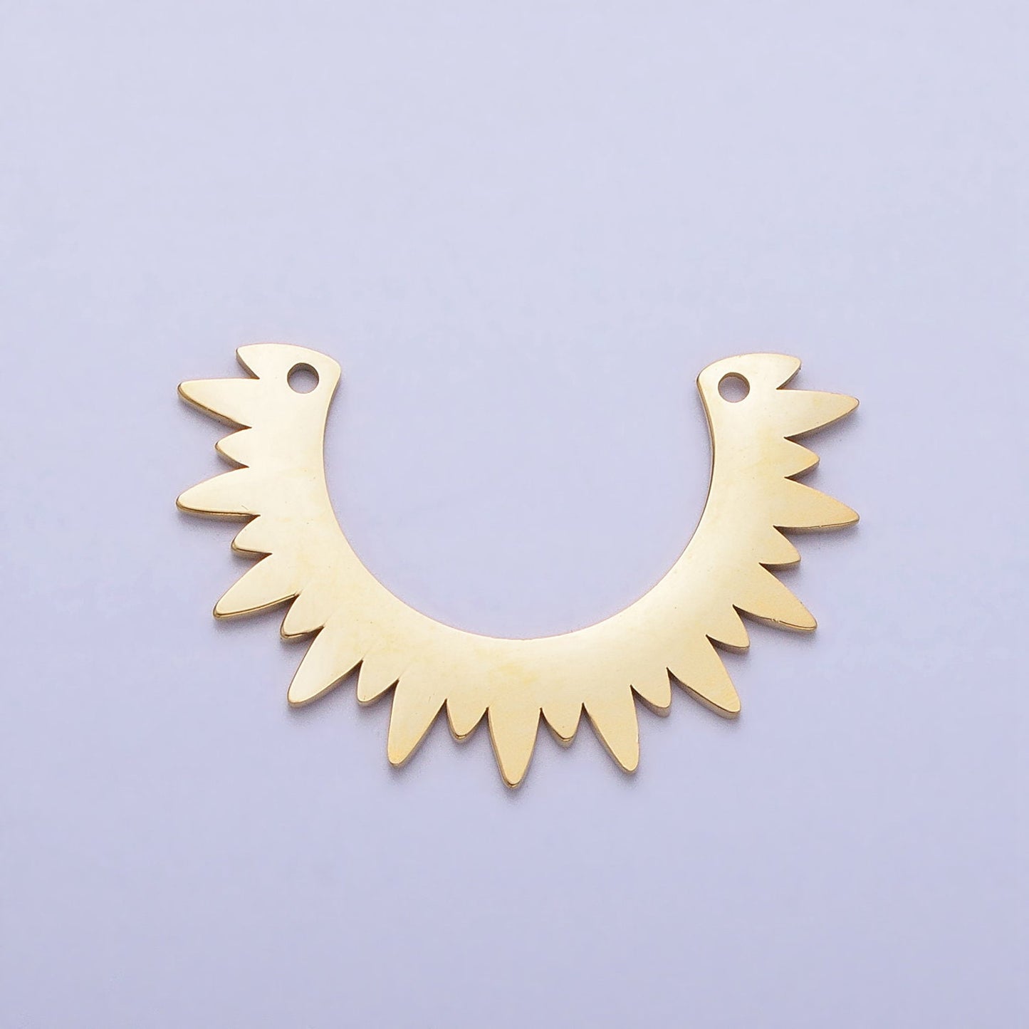 Half Sun Charm Stainless Steel Gold Sun Ray Charm Connector Lead Nickel Free Celestial Link Connector for Tribal Jewelry Necklace P-909
