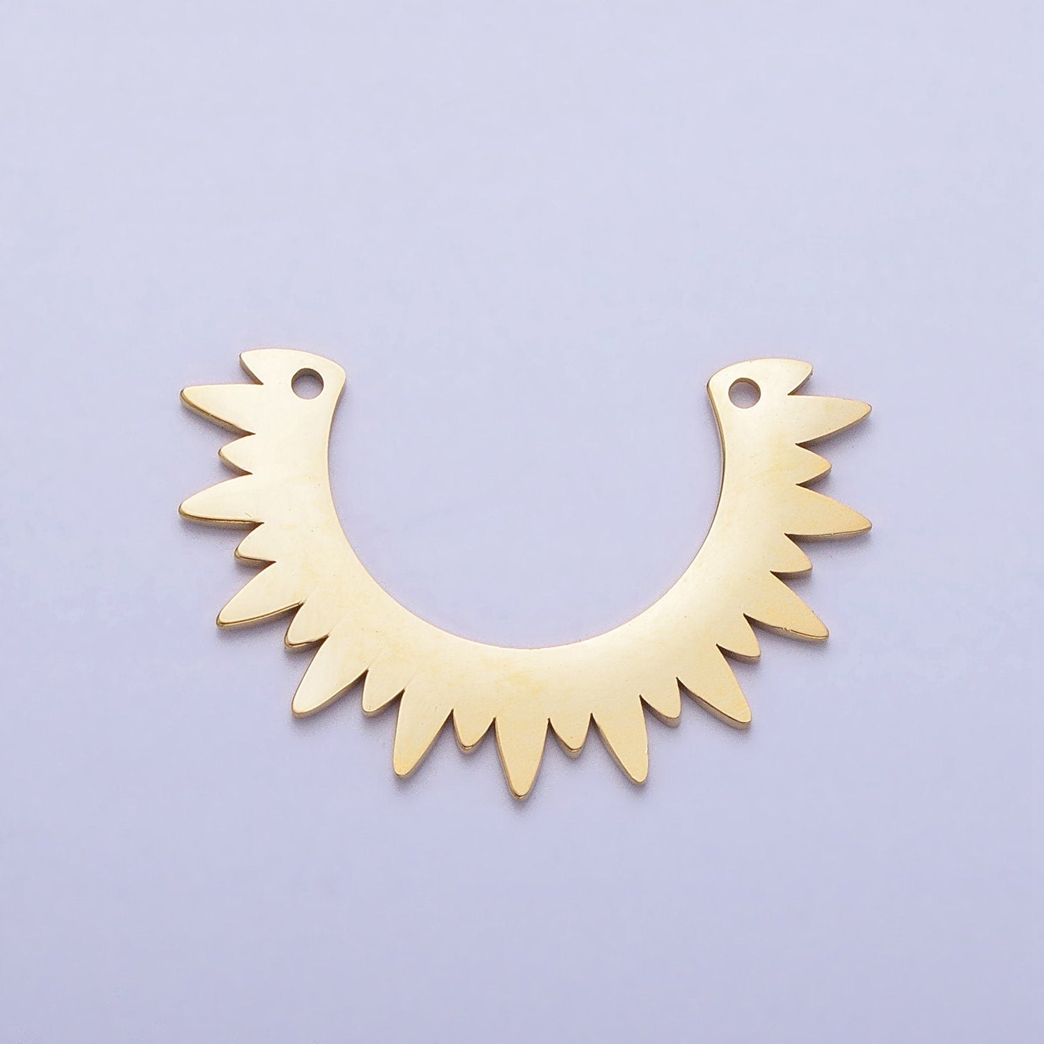 Half Sun Charm Stainless Steel Gold Sun Ray Charm Connector Lead Nickel Free Celestial Link Connector for Tribal Jewelry Necklace P-909