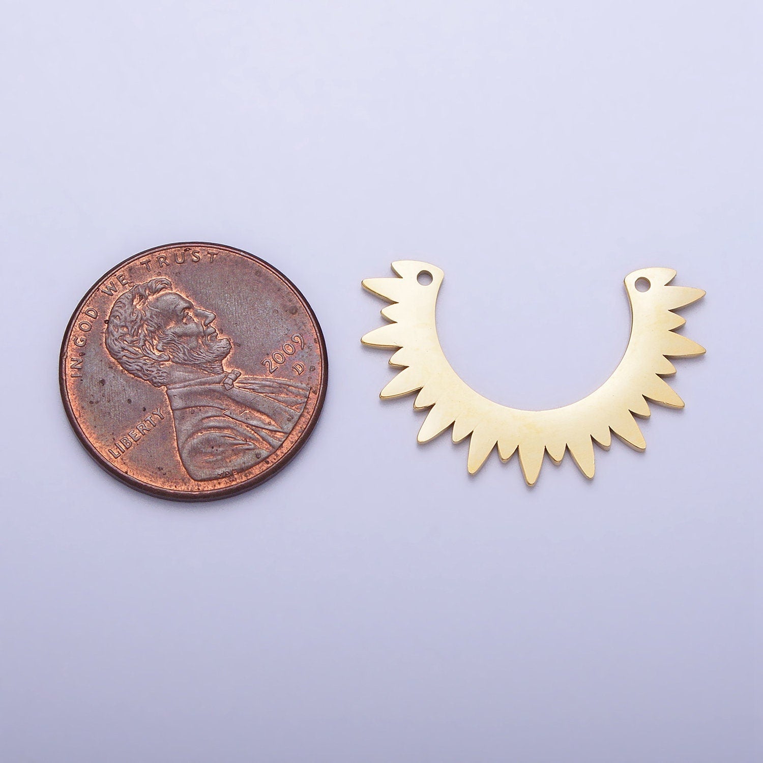 Half Sun Charm Stainless Steel Gold Sun Ray Charm Connector Lead Nickel Free Celestial Link Connector for Tribal Jewelry Necklace P-909