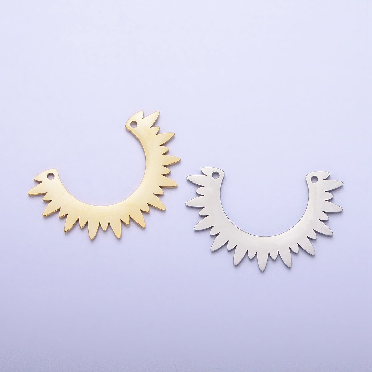 Half Sun Charm Stainless Steel Gold Sun Ray Charm Connector Lead Nickel Free Celestial Link Connector for Tribal Jewelry Necklace P-909