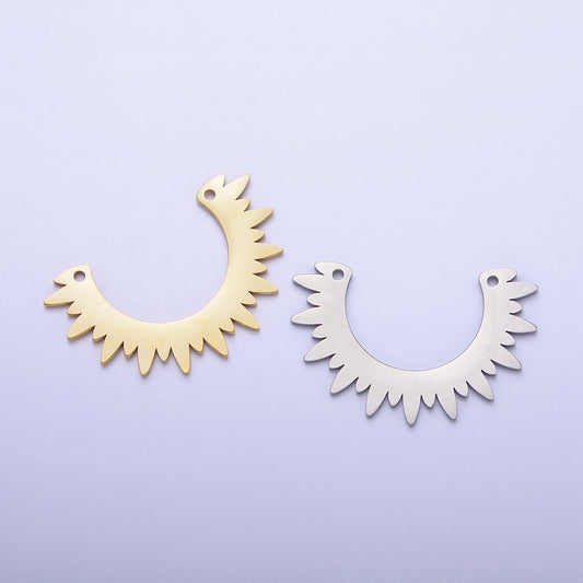 Half Sun Charm Stainless Steel Gold Sun Ray Charm Connector Lead Nickel Free Celestial Link Connector for Tribal Jewelry Necklace P-909