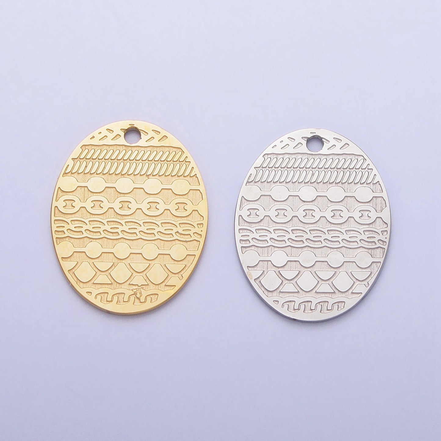 Stainless Steel Easter Egg Charm Pattern Egg Pendant Laser Cut Findings Lead Nickel Free Tarnish Resistant Charm P-895
