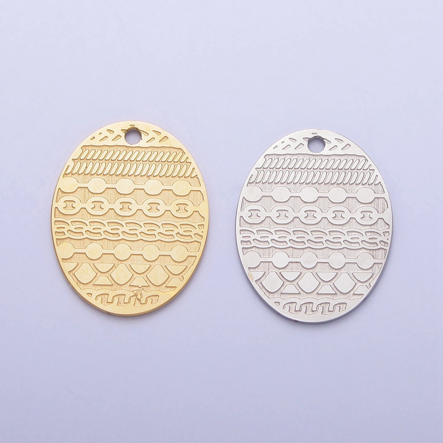 Stainless Steel Easter Egg Charm Pattern Egg Pendant Laser Cut Findings Lead Nickel Free Tarnish Resistant Charm P-895
