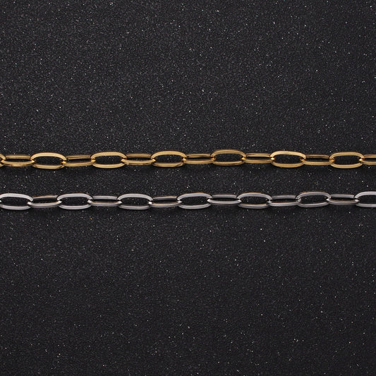 Stainless Steel 4.8x10mm Paperclip Unfinished Chain by Yard Tarnish Free Wholesale Chain for Necklace Bracelet Supply | ROLL-1358 ROLL-1359