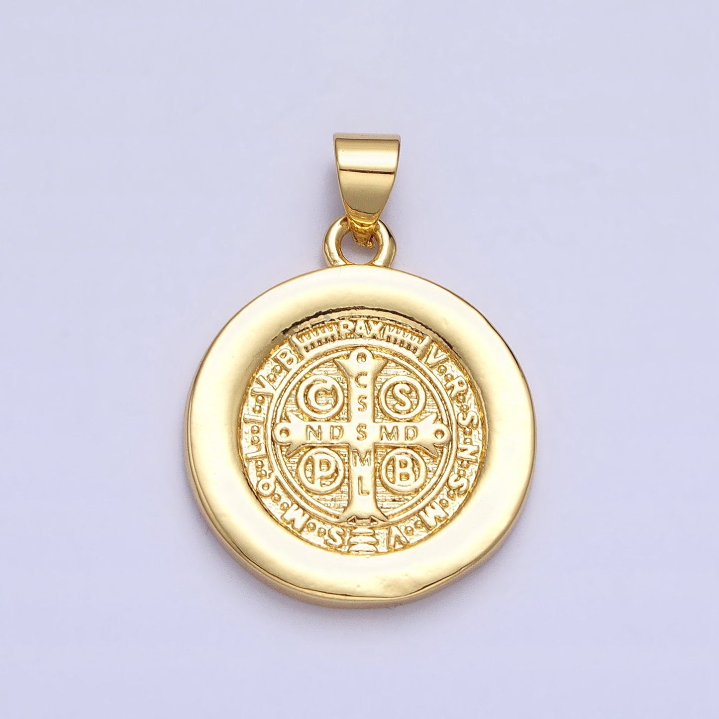 Micro Pave 24k Gold Filled Saint Benedict Charm Medallion Saint Jewelry Religious Pendant | AA229