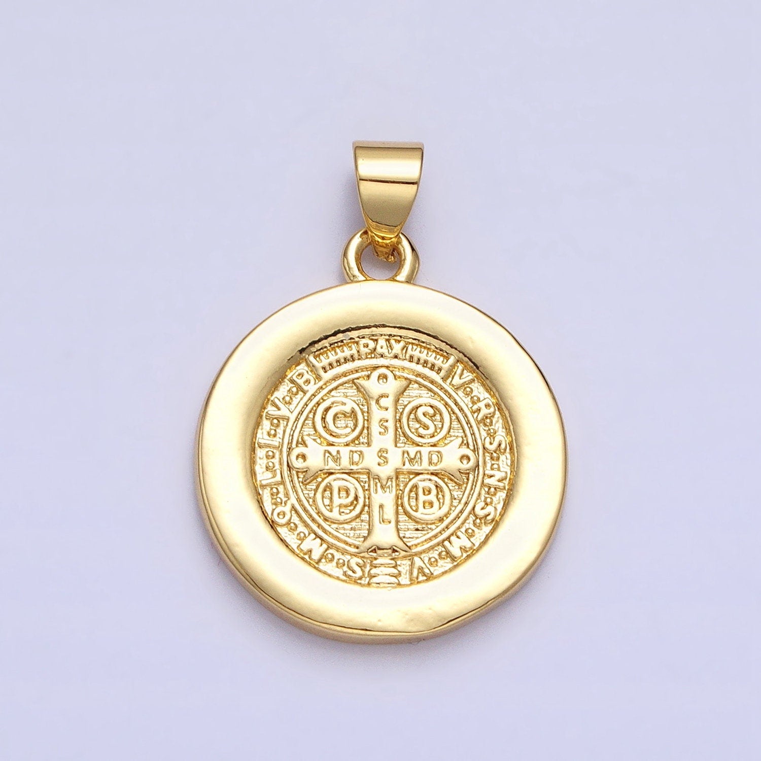 Micro Pave 24k Gold Filled Saint Benedict Charm Medallion Saint Jewelry Religious Pendant | AA229