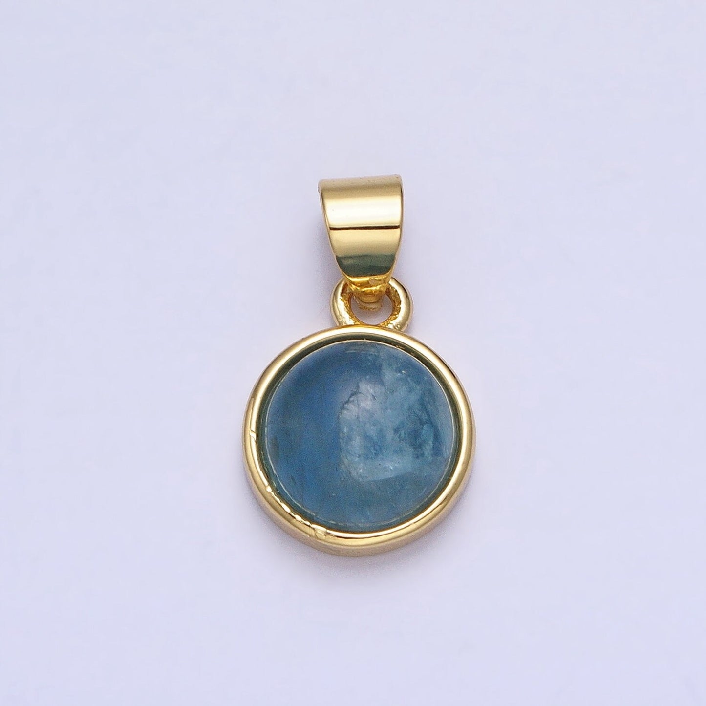 24K Gold Filled Rose Quartz, Aventurine, Labradorite, Blue Agate, Amethyst Round Pendant | AA195 - AA199