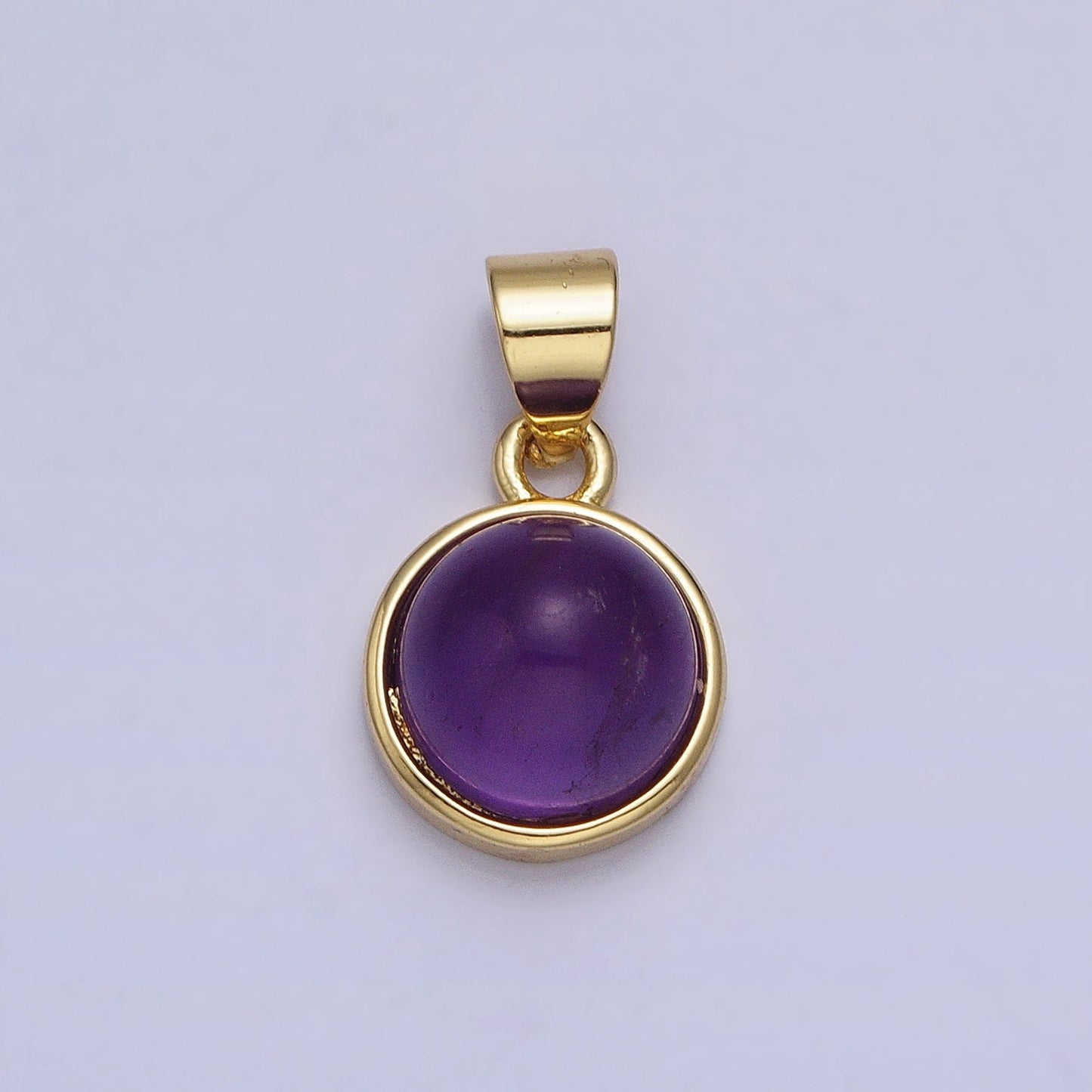 24K Gold Filled Rose Quartz, Aventurine, Labradorite, Blue Agate, Amethyst Round Pendant | AA195 - AA199