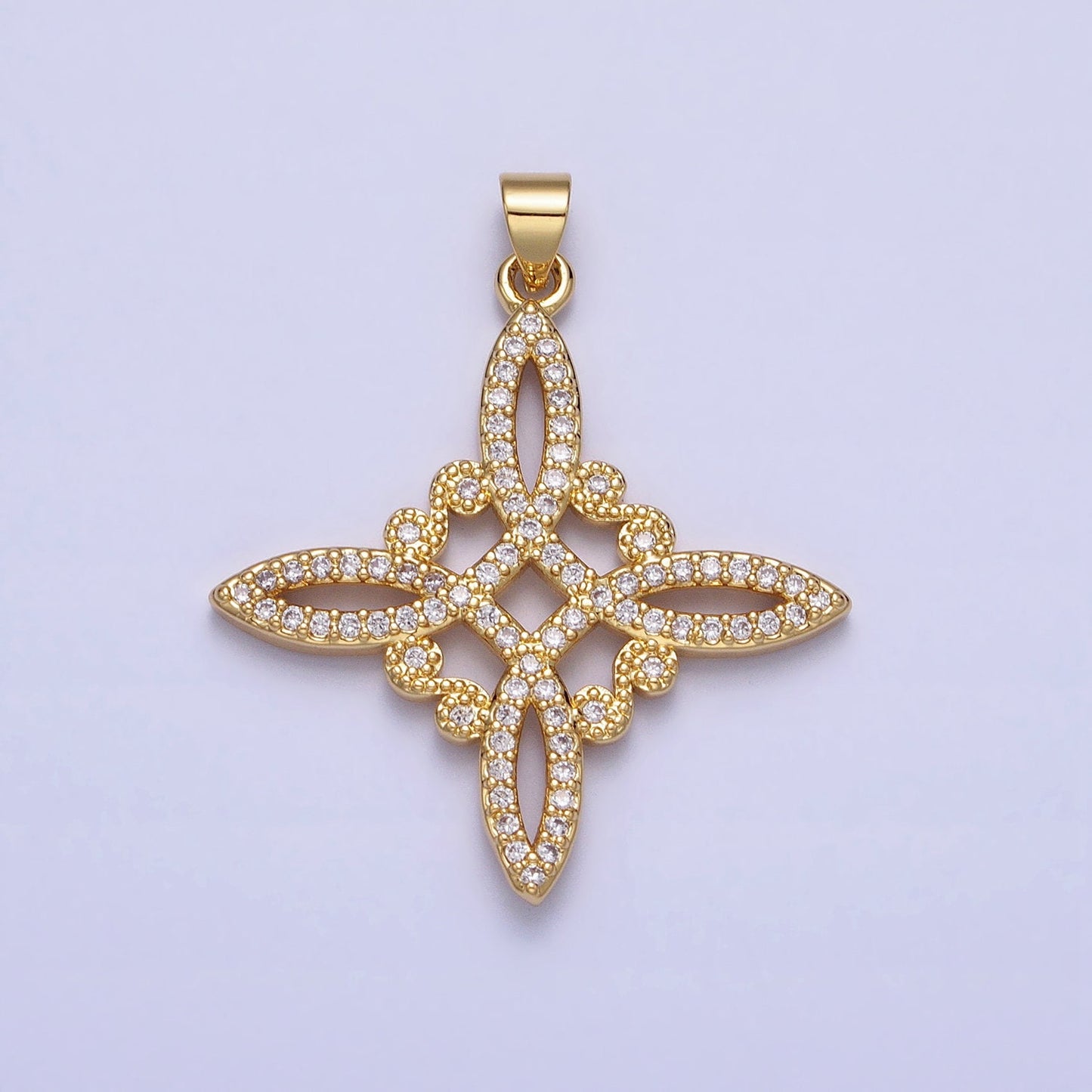 14K Gold Filled Celtic Irish Scottish Open Knot Design Cross Pendant Charm Eternity Love Strength Statement Necklace AA145