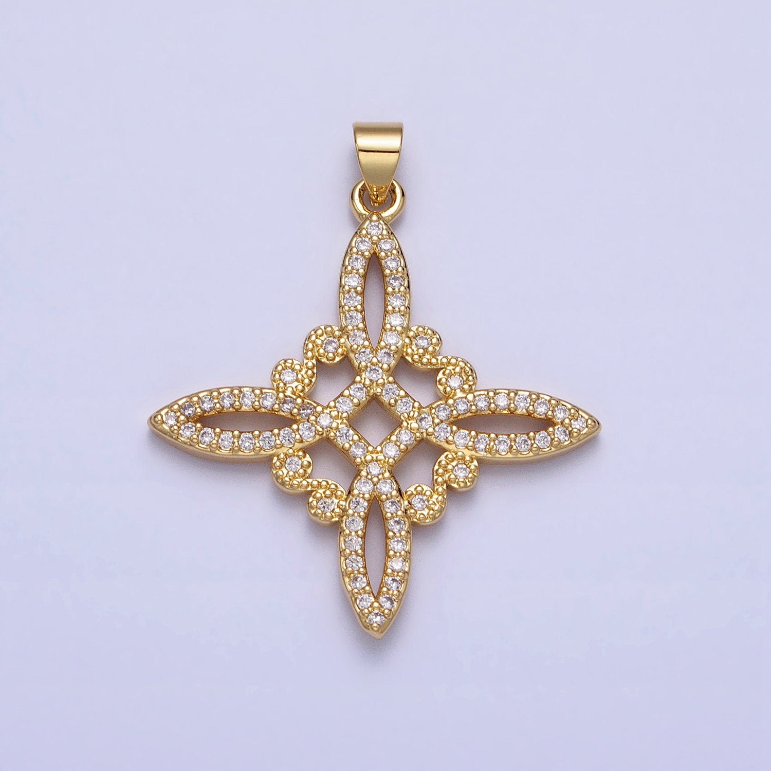 14K Gold Filled Celtic Irish Scottish Open Knot Design Cross Pendant Charm Eternity Love Strength Statement Necklace AA145