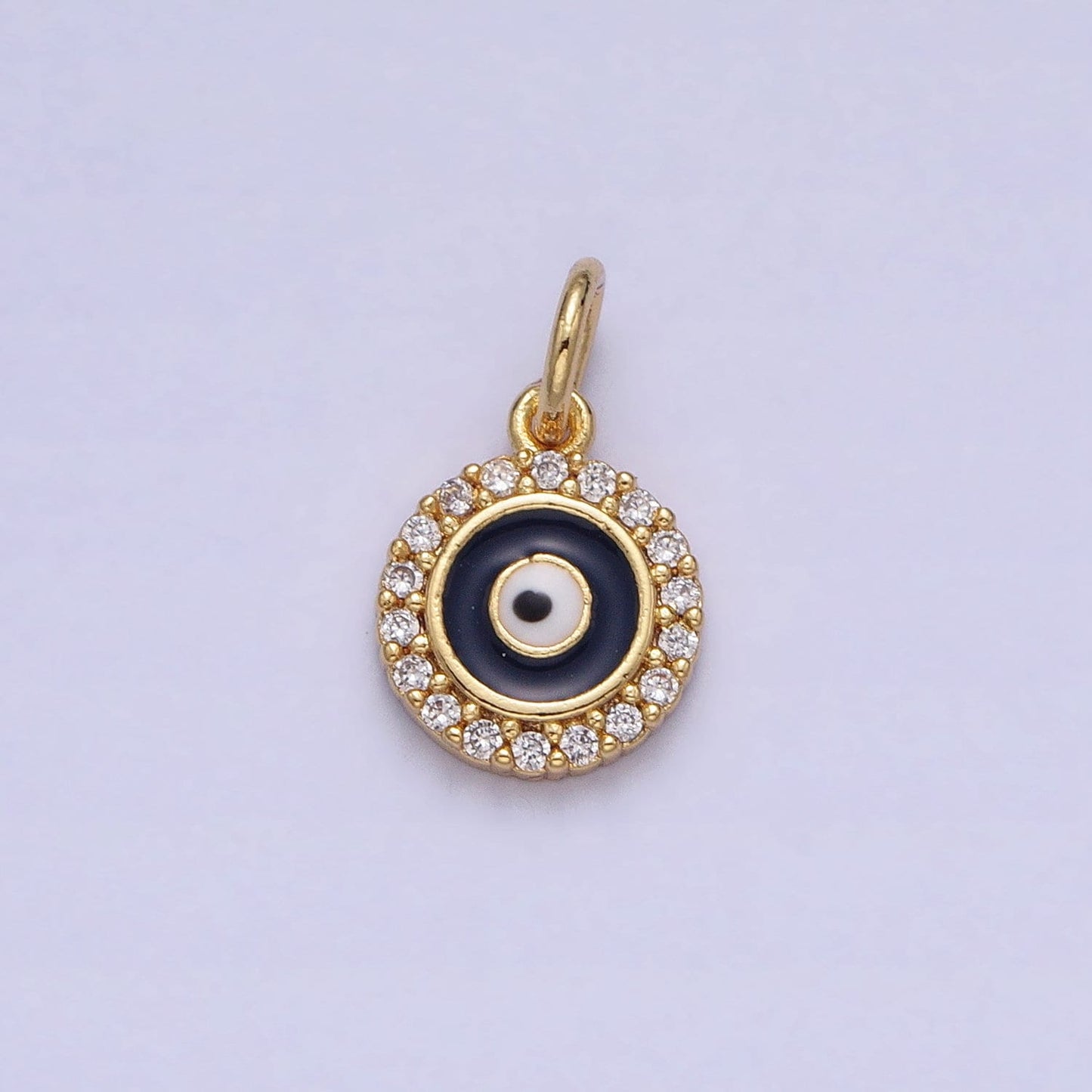 Mini Black Evil Eye Charm, Gold Plated Charm Eye of Ra Amulet Jewelry Pendants Cubic Zirconia AC356