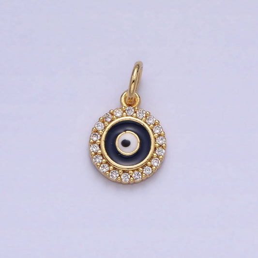 Mini Black Evil Eye Charm, Gold Plated Charm Eye of Ra Amulet Jewelry Pendants Cubic Zirconia AC356