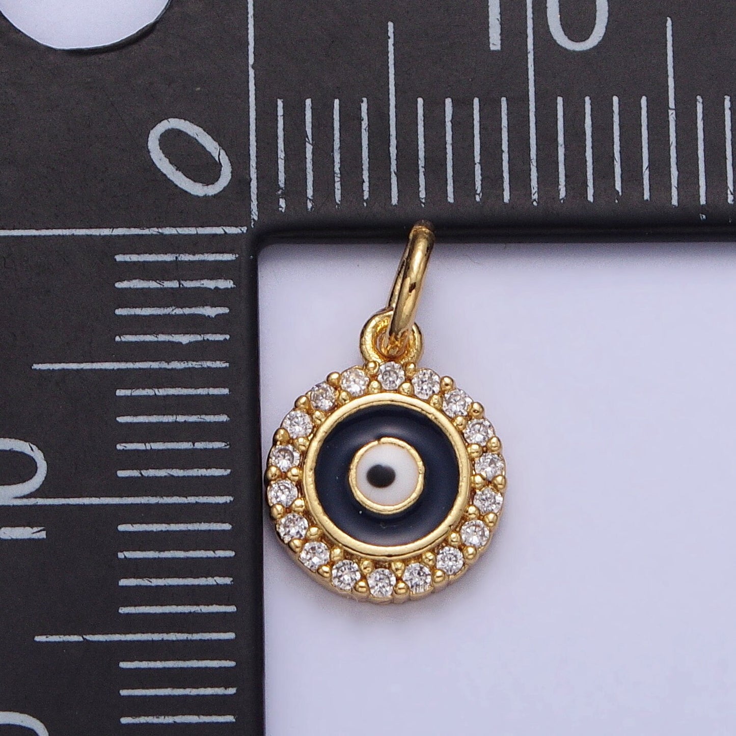 Mini Black Evil Eye Charm, Gold Plated Charm Eye of Ra Amulet Jewelry Pendants Cubic Zirconia AC356