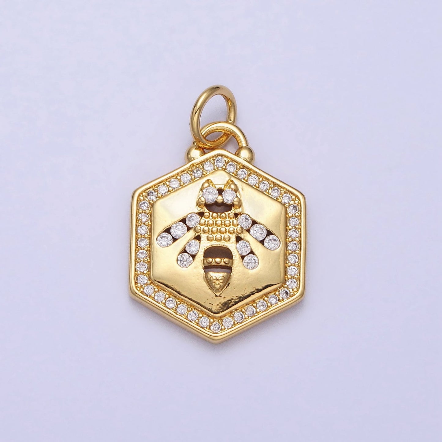 Mini Gold Plated Bee Charm Necklace Bracelet Earring Supply Micro Pave CZ Charm AC378