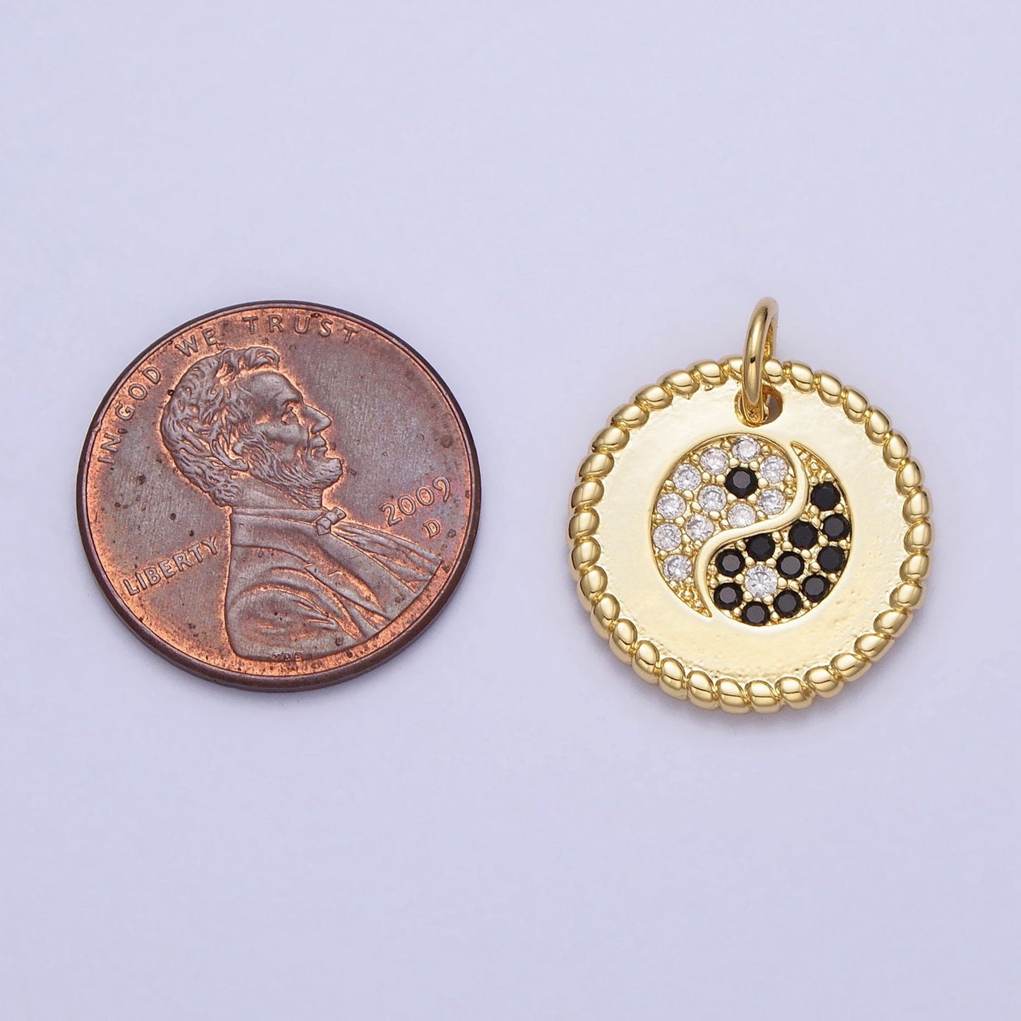 Mini Cubic Yin Yang Pendant Gold Plated CZ Buddha Charm Yoga Relationship Couple Y2K Jewelry AC379