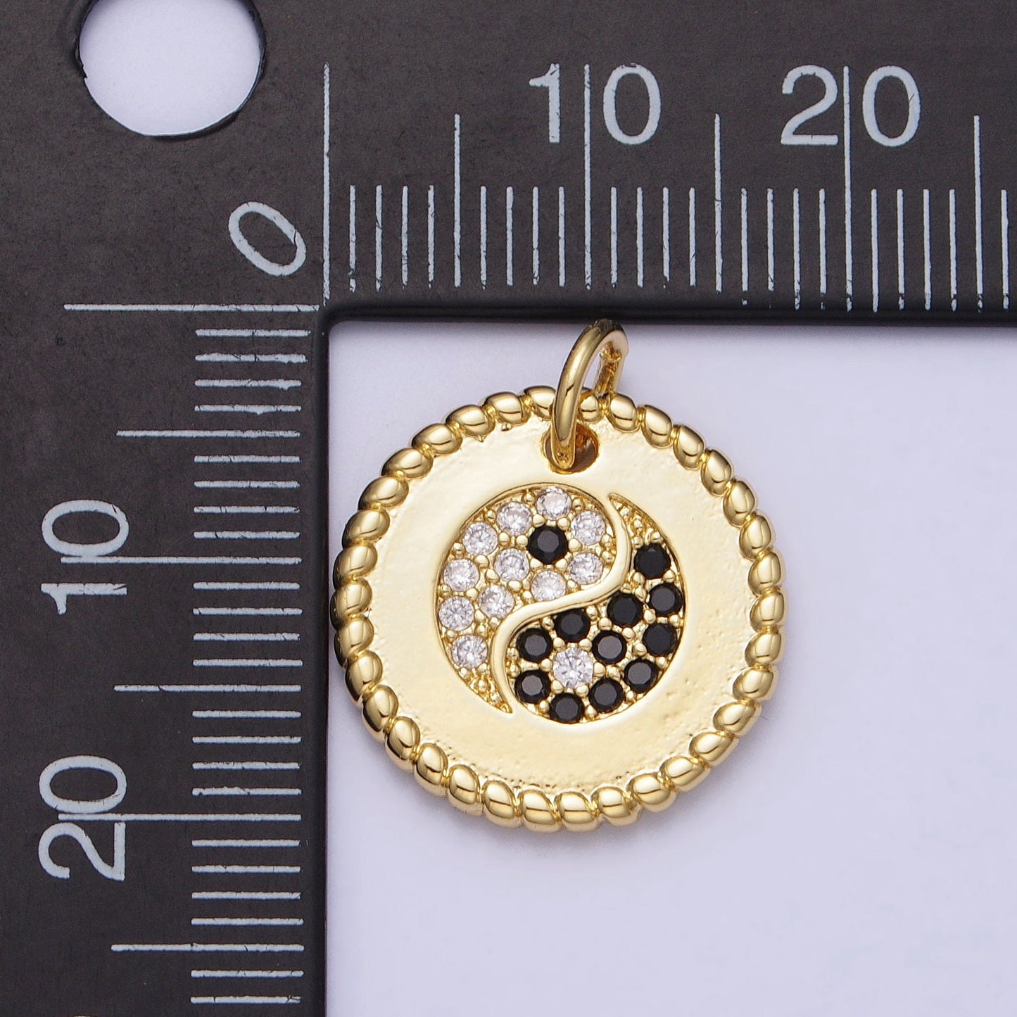 Mini Cubic Yin Yang Pendant Gold Plated CZ Buddha Charm Yoga Relationship Couple Y2K Jewelry AC379