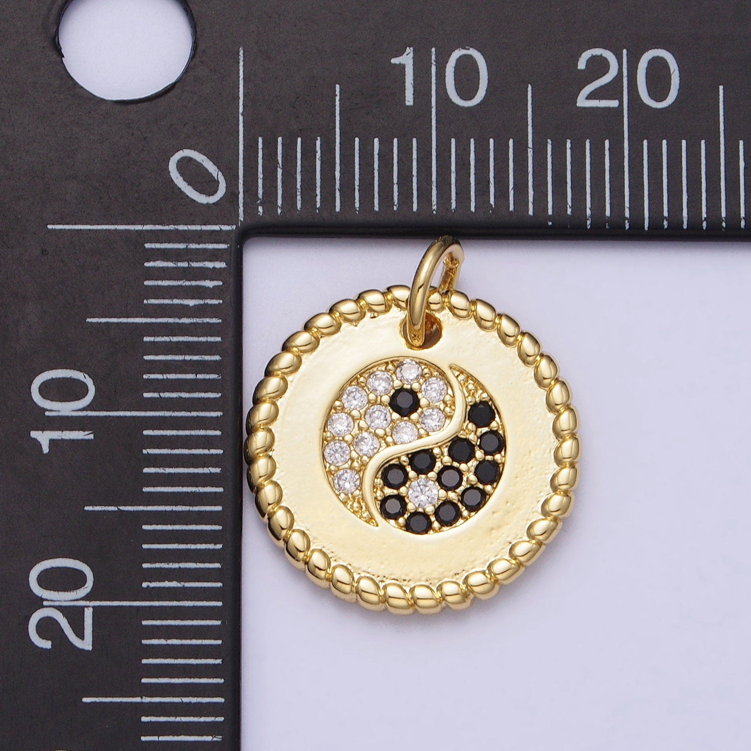 Mini Cubic Yin Yang Pendant Gold Plated CZ Buddha Charm Yoga Relationship Couple Y2K Jewelry AC379