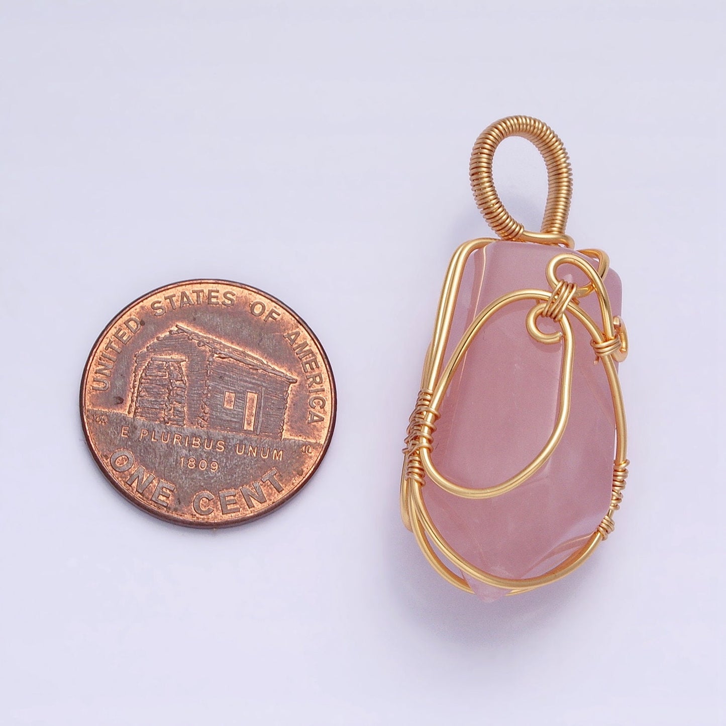 Handmade Crystal Wire Wrapped Necklaces Pendant Rose Quartz Gold Fill Healing Stone Chakra Point Birthstone Gemstone Necklaces Charm AA223