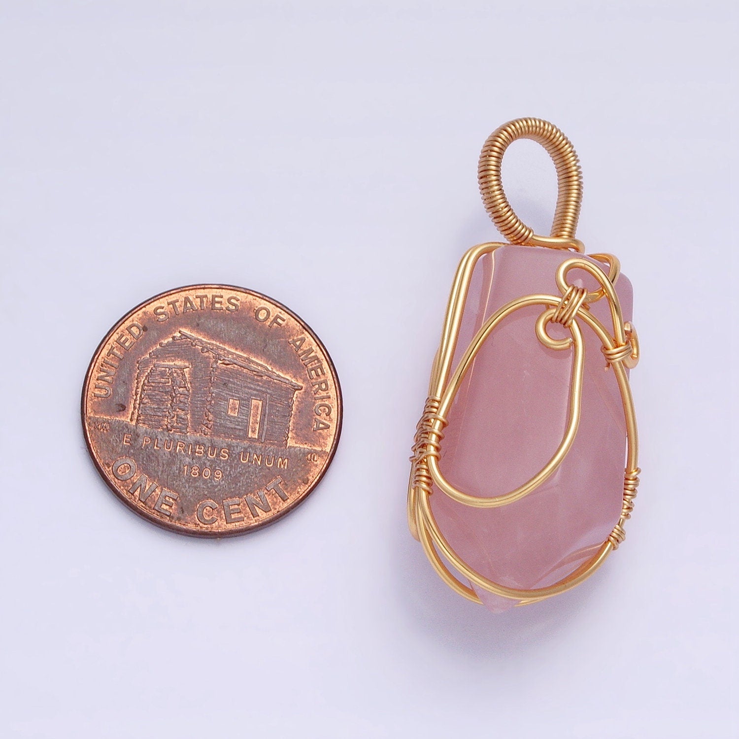 Handmade Crystal Wire Wrapped Necklaces Pendant Rose Quartz Gold Fill Healing Stone Chakra Point Birthstone Gemstone Necklaces Charm AA223