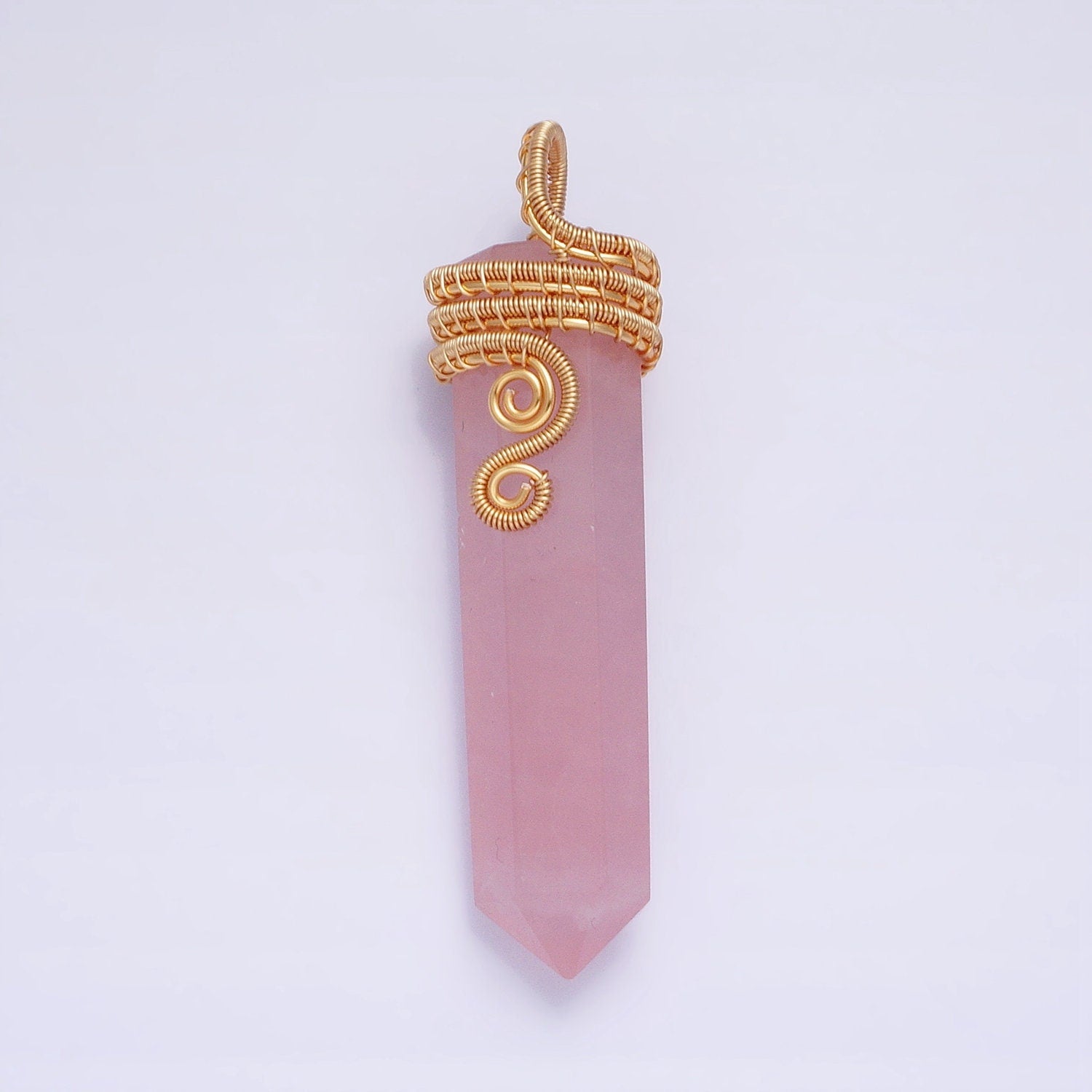 Rose Quartz Wire Wrapped Crystal Necklace Pendant Gold Fill Natural Love Healing Necklace Charm Natural Gemstone Wire Wrap Artist AA225