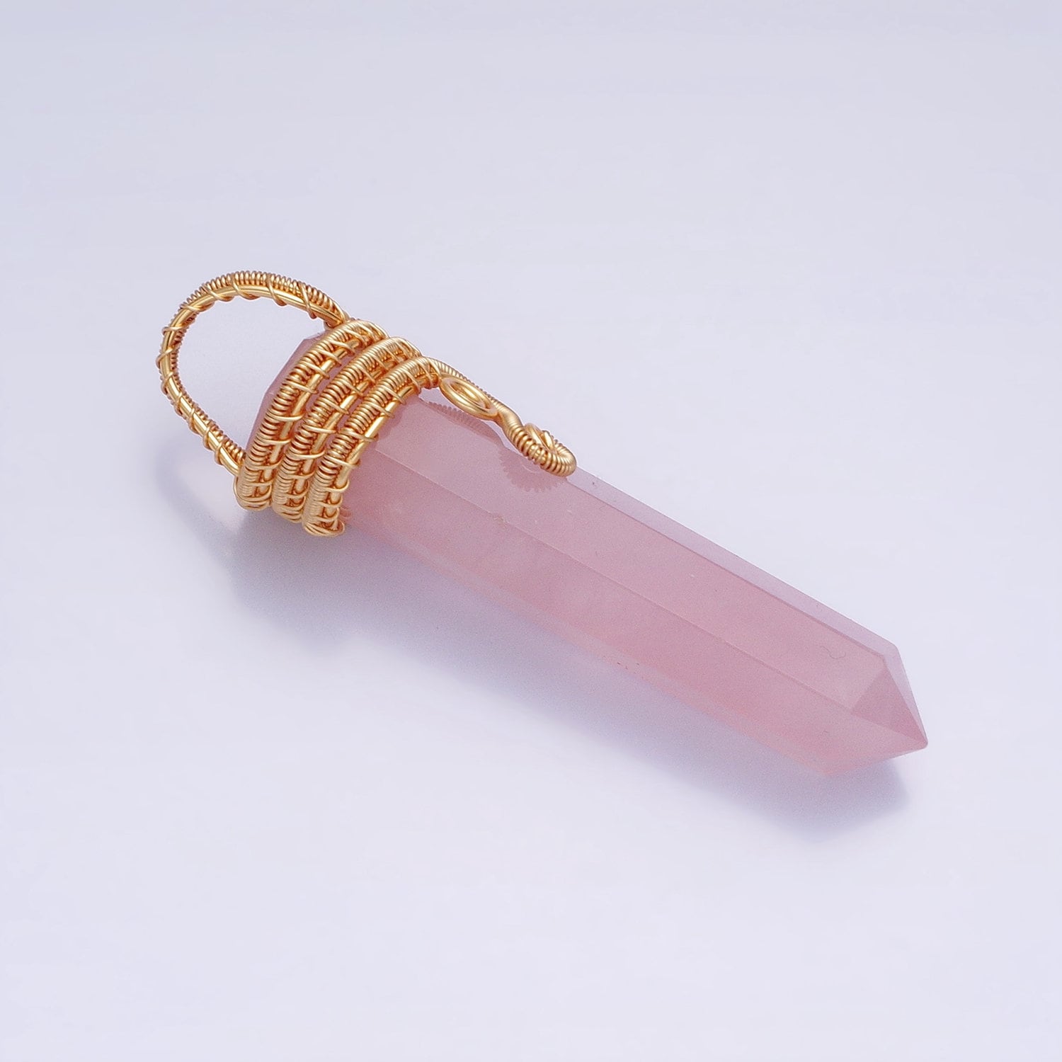 Rose Quartz Wire Wrapped Crystal Necklace Pendant Gold Fill Natural Love Healing Necklace Charm Natural Gemstone Wire Wrap Artist AA225