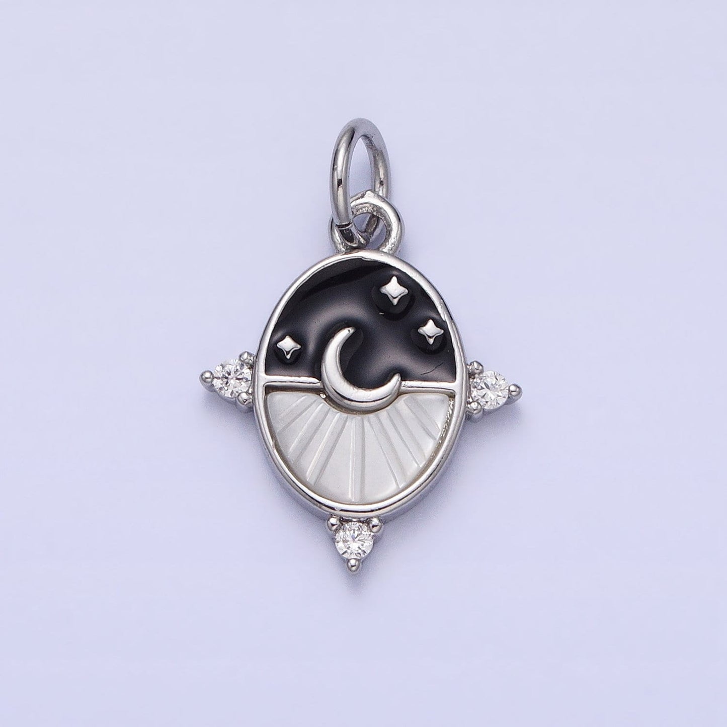 Dainty Crescent Moon Pendant Shell Pearl Moon Star Good Night Charm 24k Gold Filled Jewelry Supplies Enamel Charm AC381