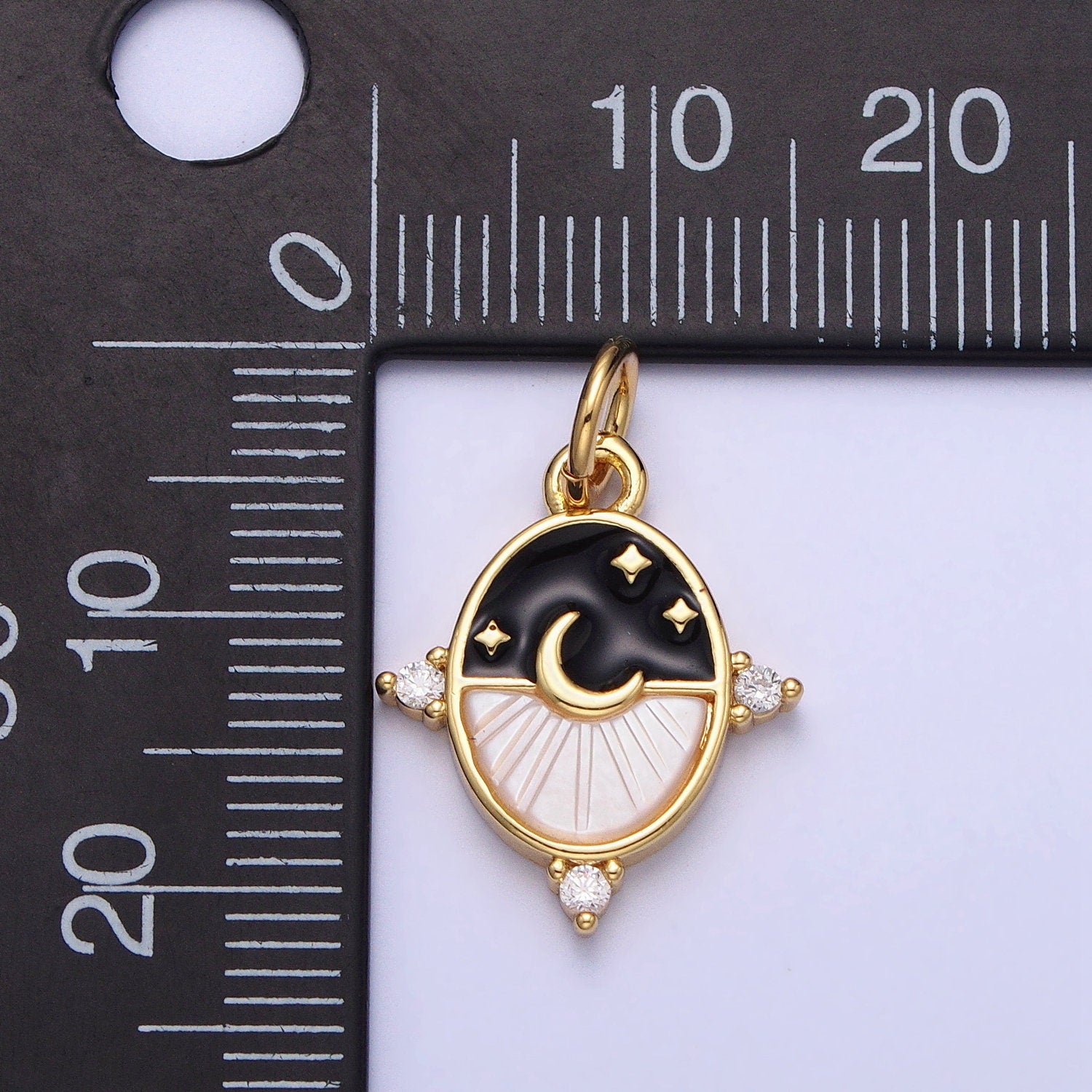 Dainty Crescent Moon Pendant Shell Pearl Moon Star Good Night Charm 24k Gold Filled Jewelry Supplies Enamel Charm AC381