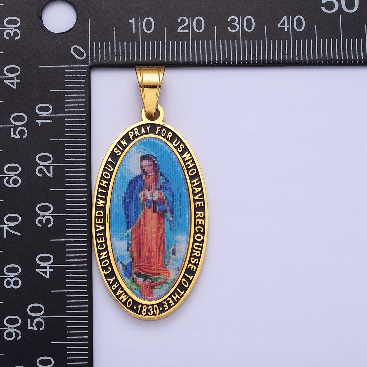 Stainless Steel Gold Our Lady of Guadalupe Gold Virgin Mary Necklace Pendant Catholic Religious Jewelry Making Supply J773