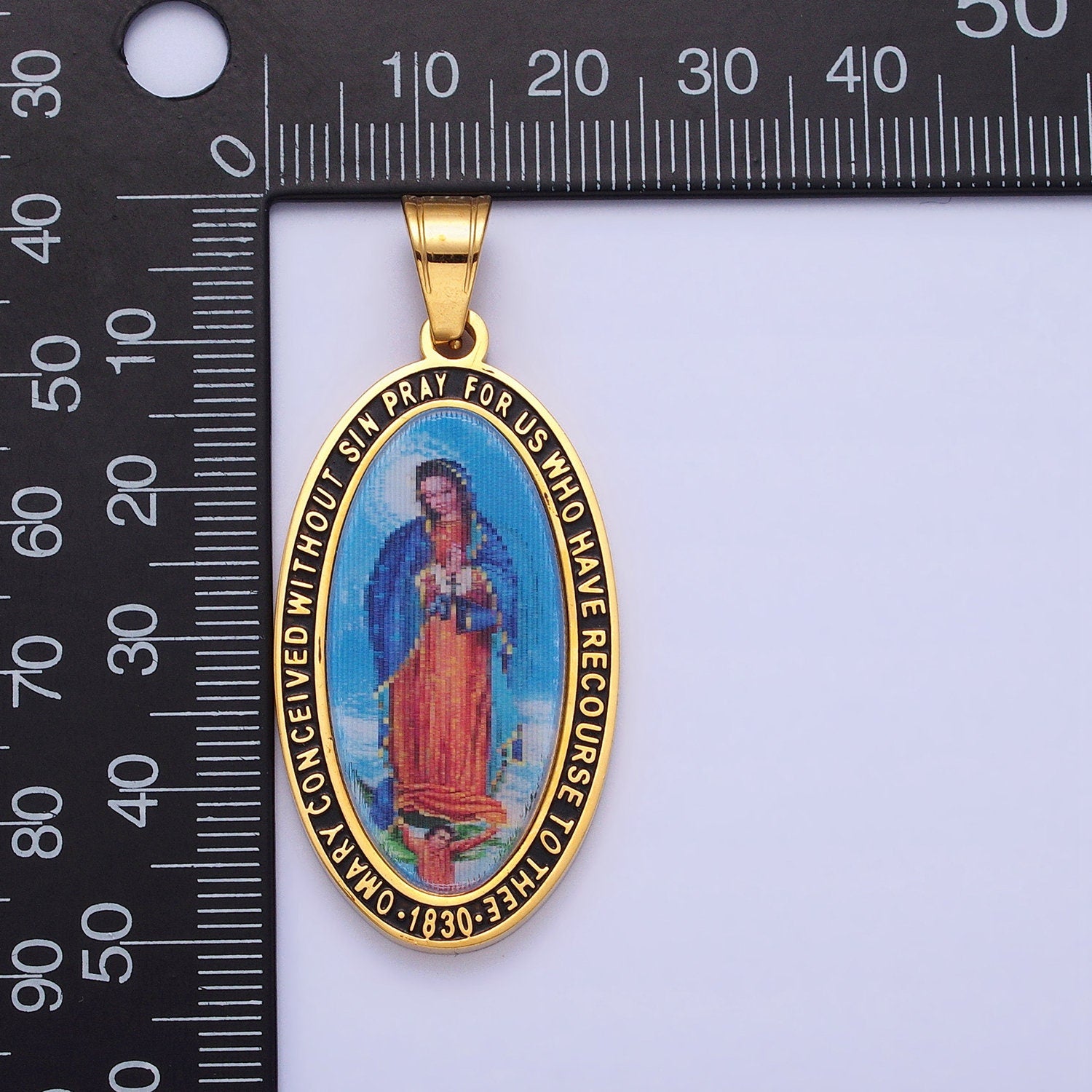 Stainless Steel Gold Our Lady of Guadalupe Gold Virgin Mary Necklace Pendant Catholic Religious Jewelry Making Supply J773