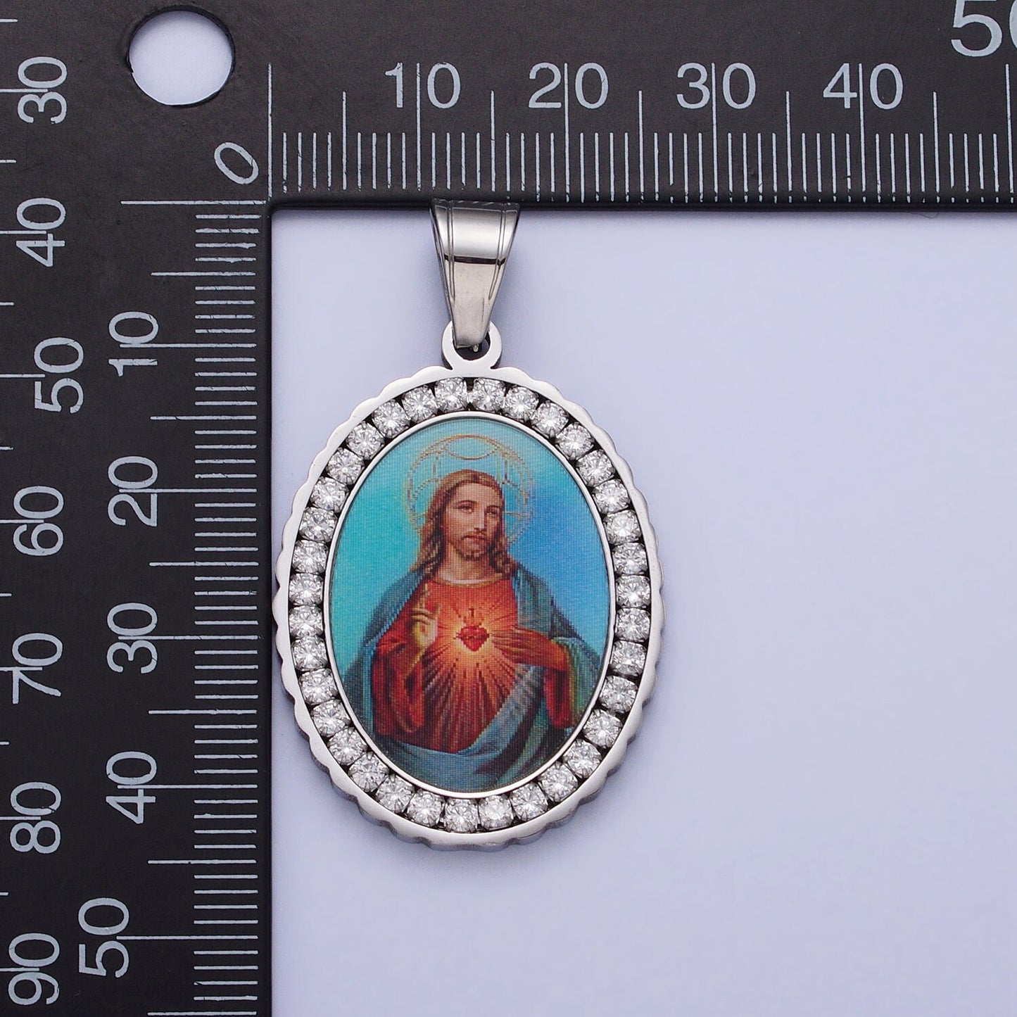CZ Stainless Steel Jesus Charm Lord Heavenly Father Necklace Pendant Christian Catholic Religious Jewelry Making Supply J782