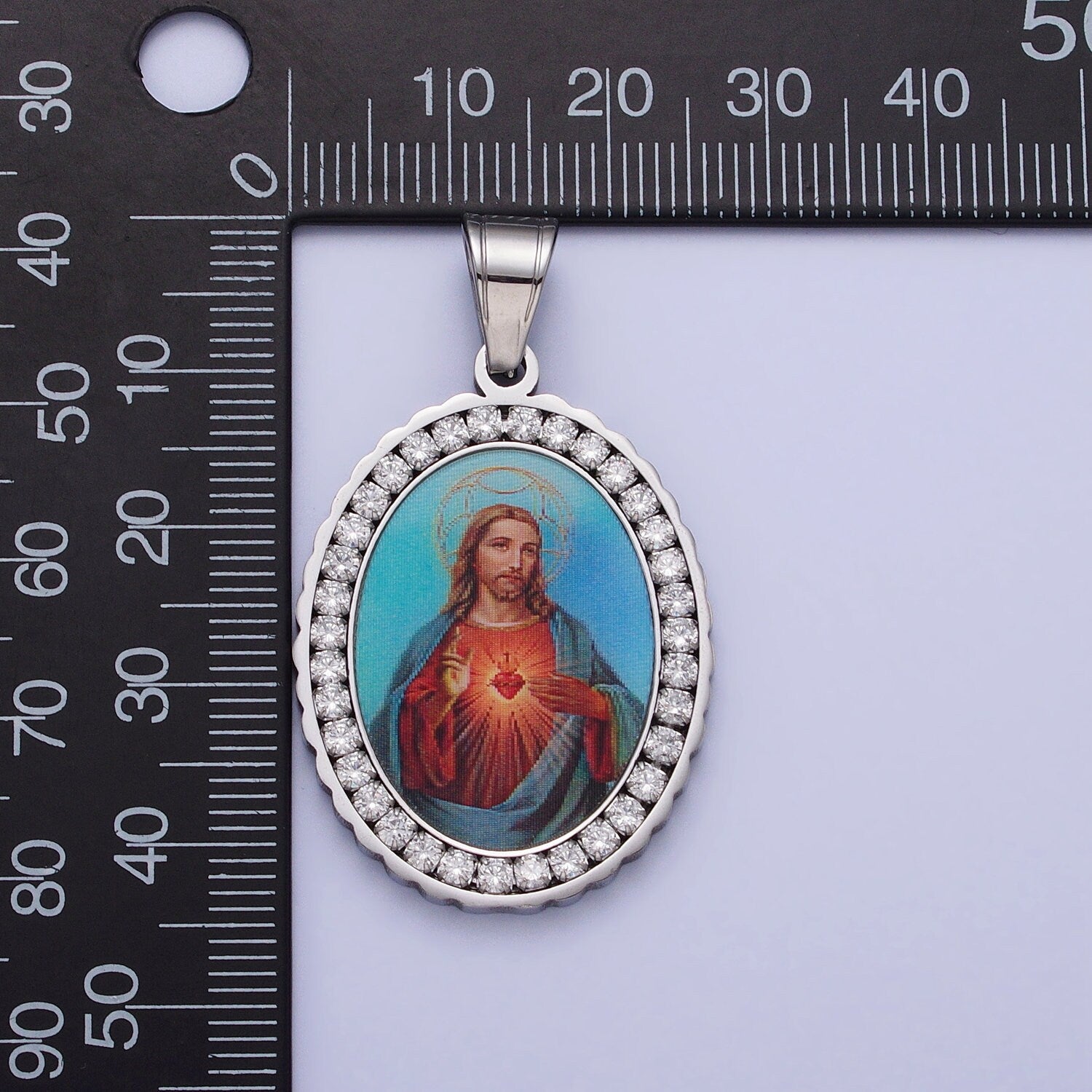 CZ Stainless Steel Jesus Charm Lord Heavenly Father Necklace Pendant Christian Catholic Religious Jewelry Making Supply J782