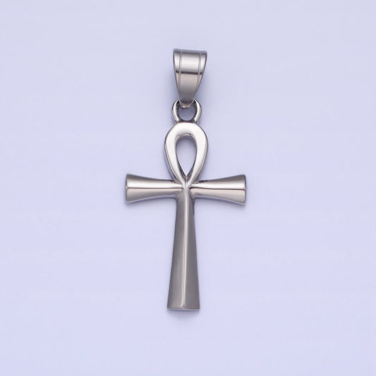 Large Ankh Stainless Steel Cross Pendant, Egyptian Charm Statement Religious Jewelry Findings J808