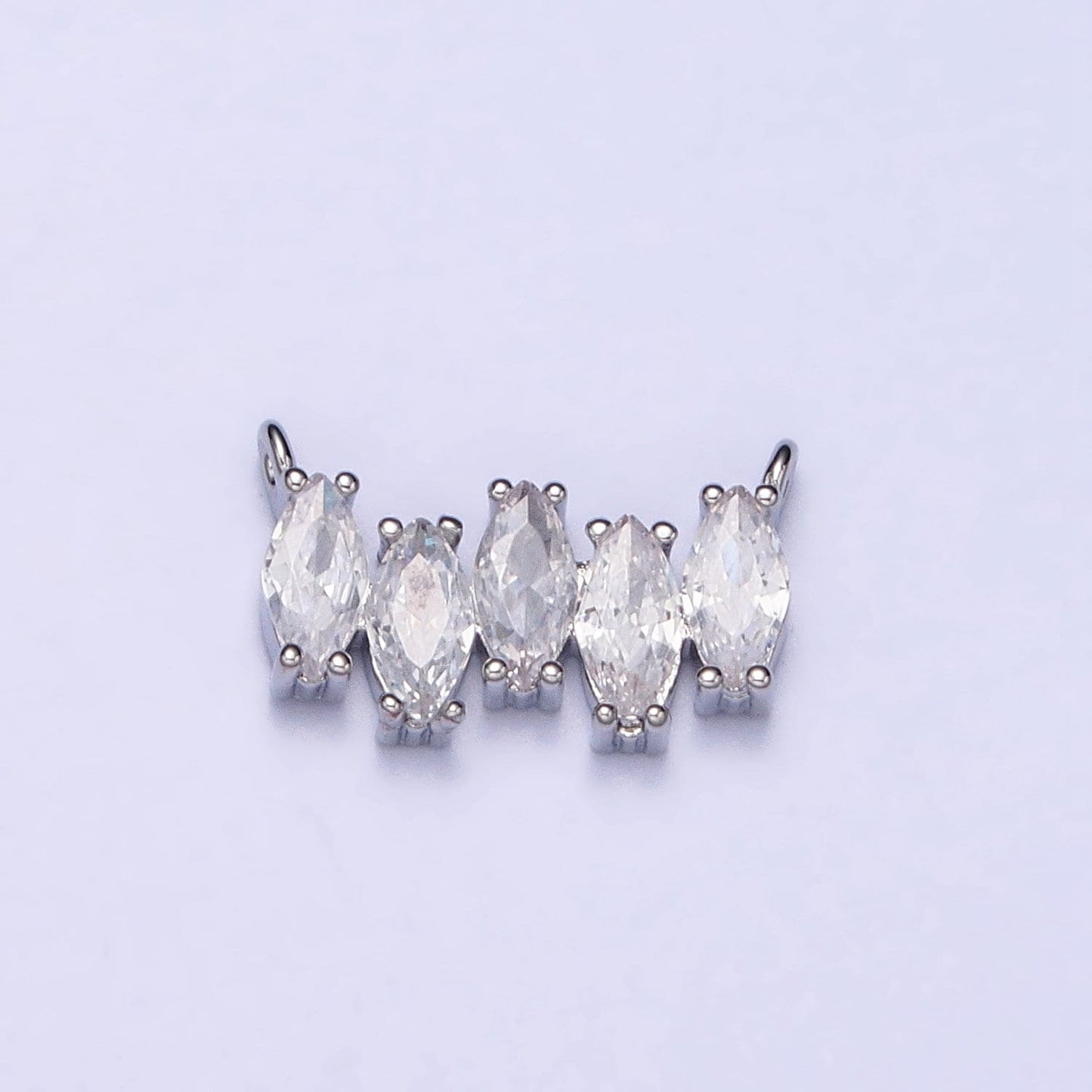 Mini Gold, Silver Clear CZ Marquise Cubic Zirconia Curved Lined 12.8mm Link Connector for Necklace Bracelet Component | Y-811