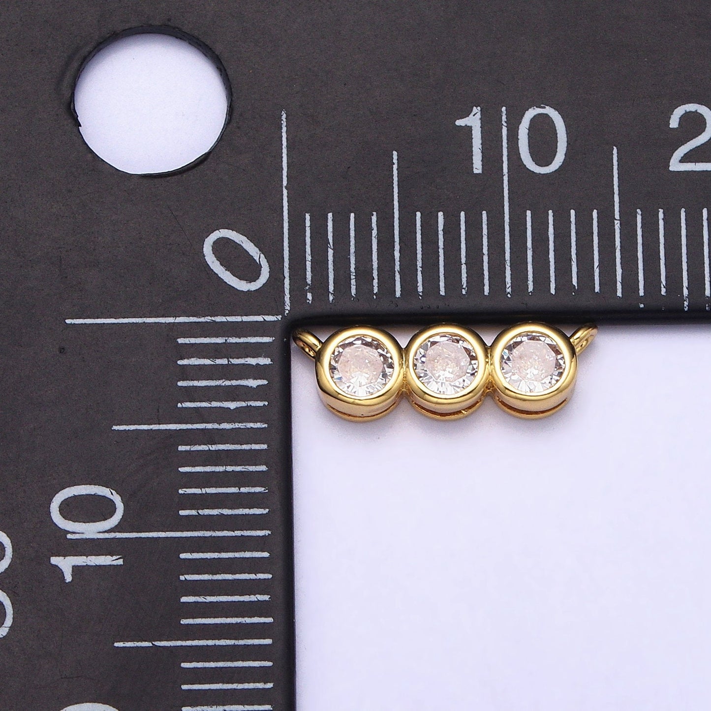 Mini Gold, Silver Clear Round Bezel Cut Cubic Zirconia 13.5mm Link Connector for Necklace Bracelet Component | Y-812