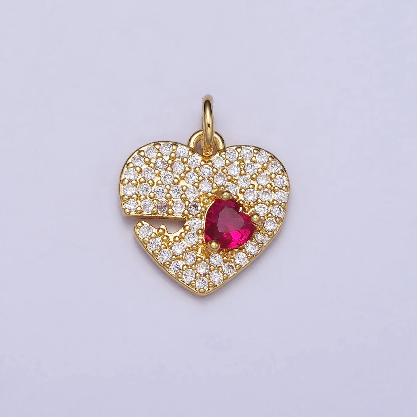 Mini Heart Pendant Fuchsia Cubic Charm, Jewelry suppliers Micro Pave Love Pendant Finding for Necklace Bracelet Supply AC666