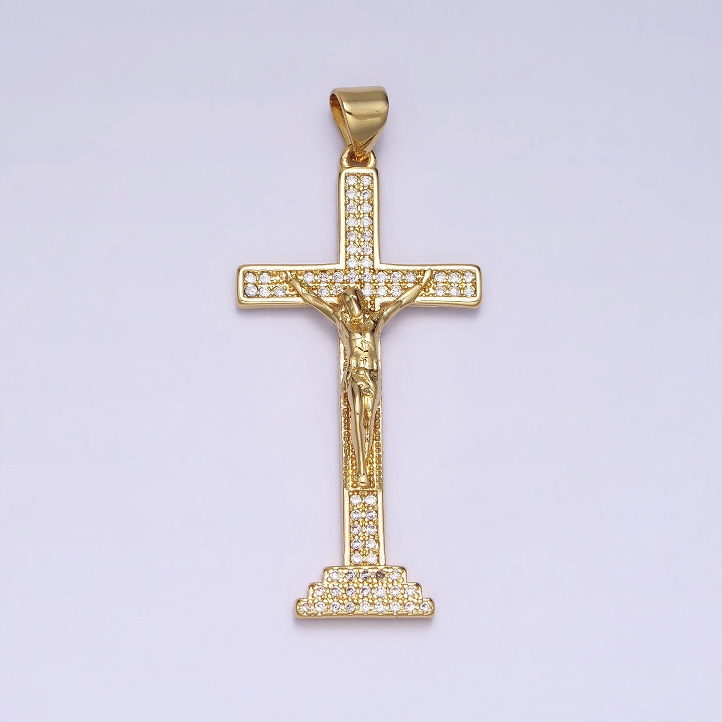 24K Gold Filled Cross Pendant | Jesus Crucifix Pendant | Religious Cross Charm Necklace AA252 AA253