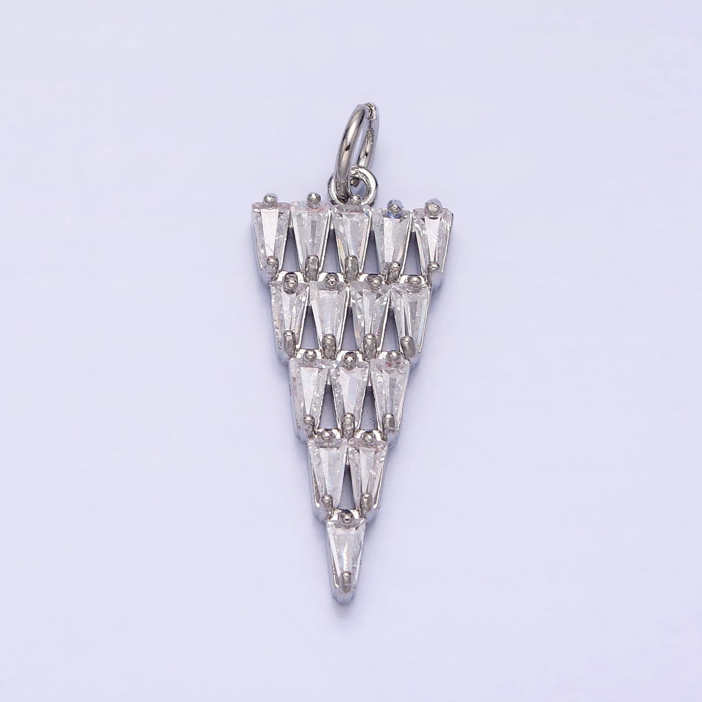 Dainty 16K Gold Filled Cone 21.5mm, 26mm Triangle Baguette Clear CZ Charm in Gold & Silver | AC1189 AC1190