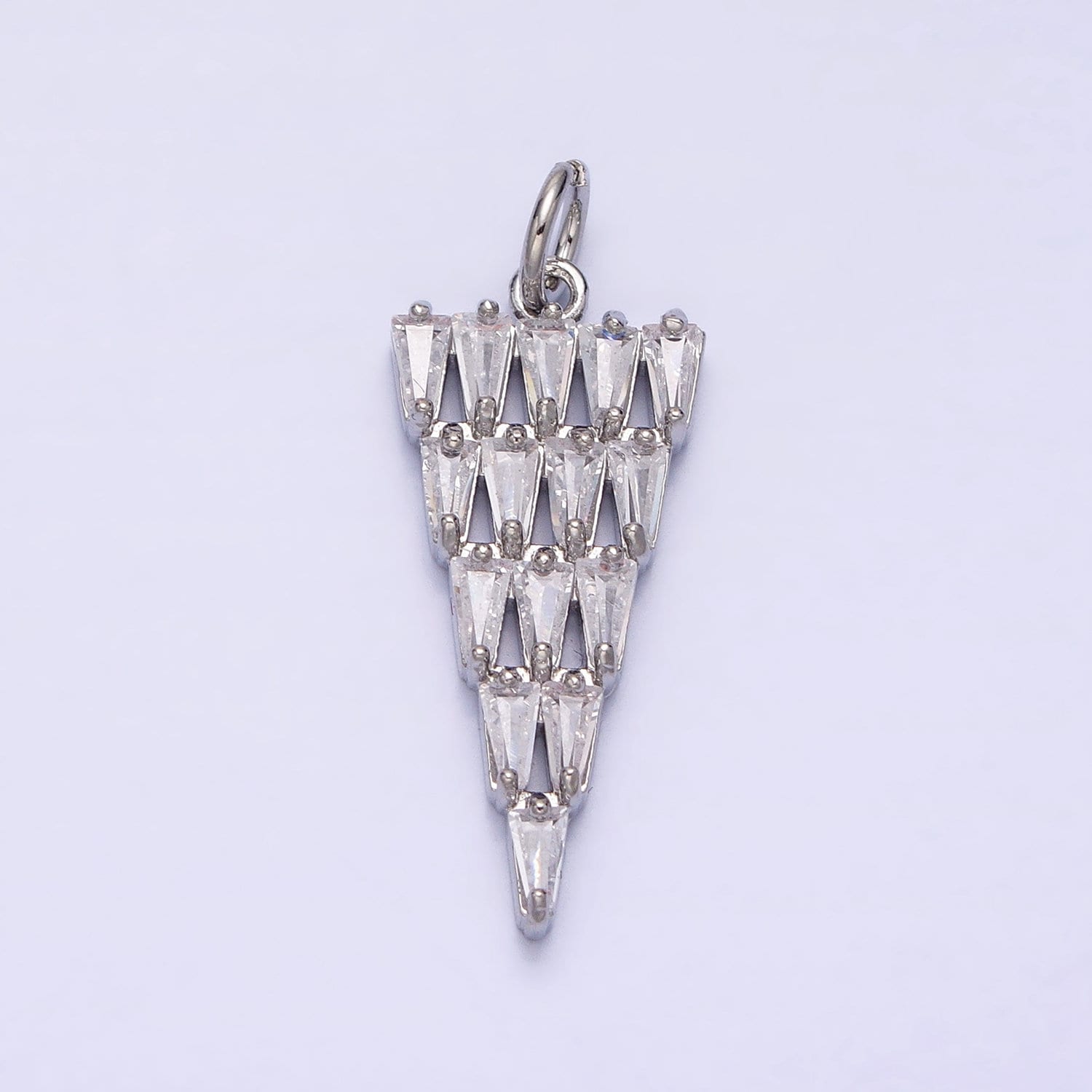 Dainty 16K Gold Filled Cone 21.5mm, 26mm Triangle Baguette Clear CZ Charm in Gold & Silver | AC1189 AC1190